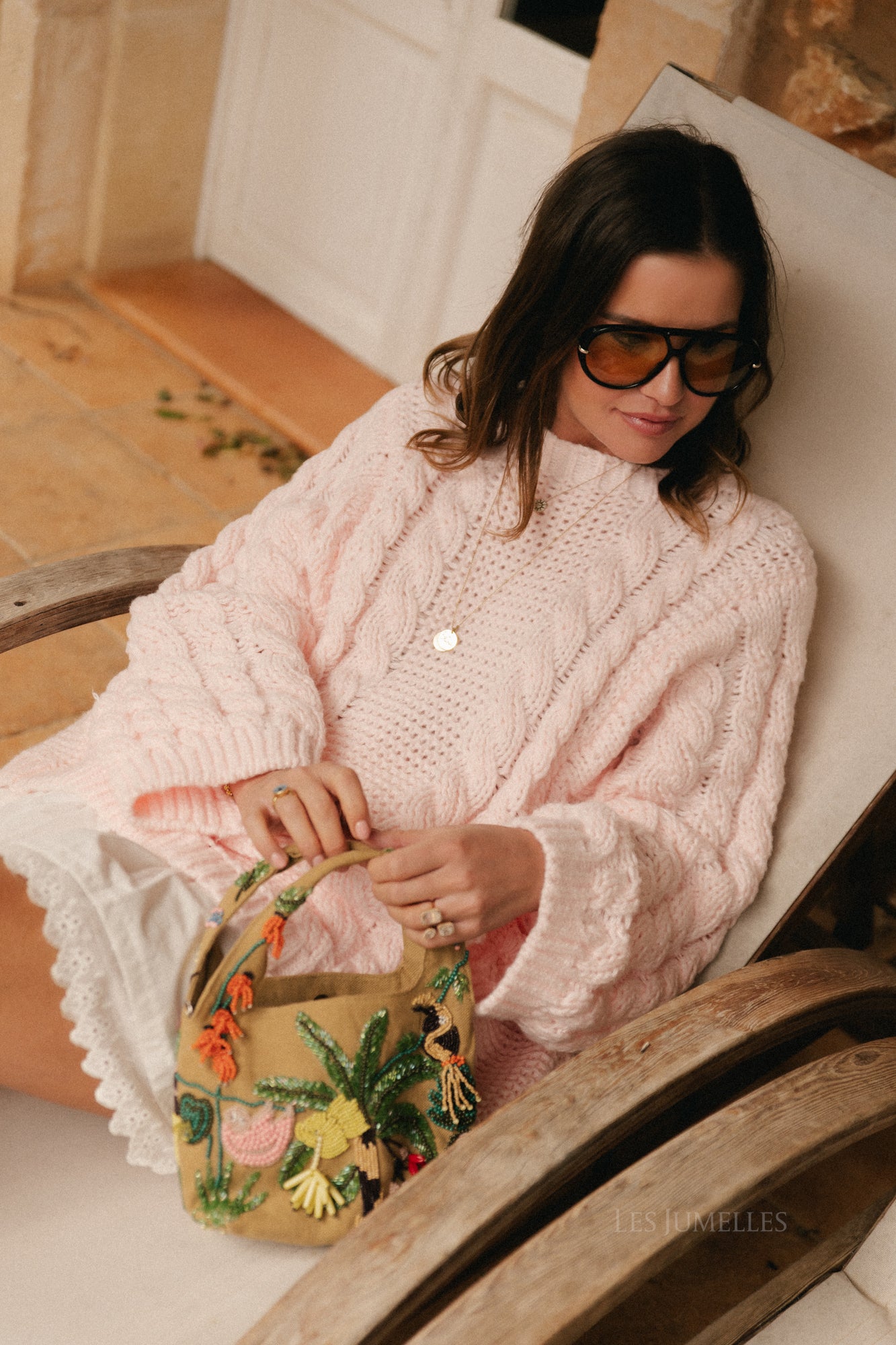Josephine cable knit pullover pastel pink