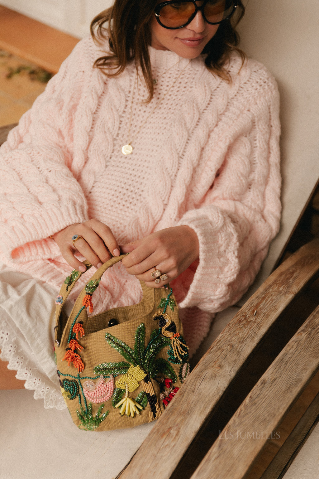 Josephine cable knit pullover pastel pink