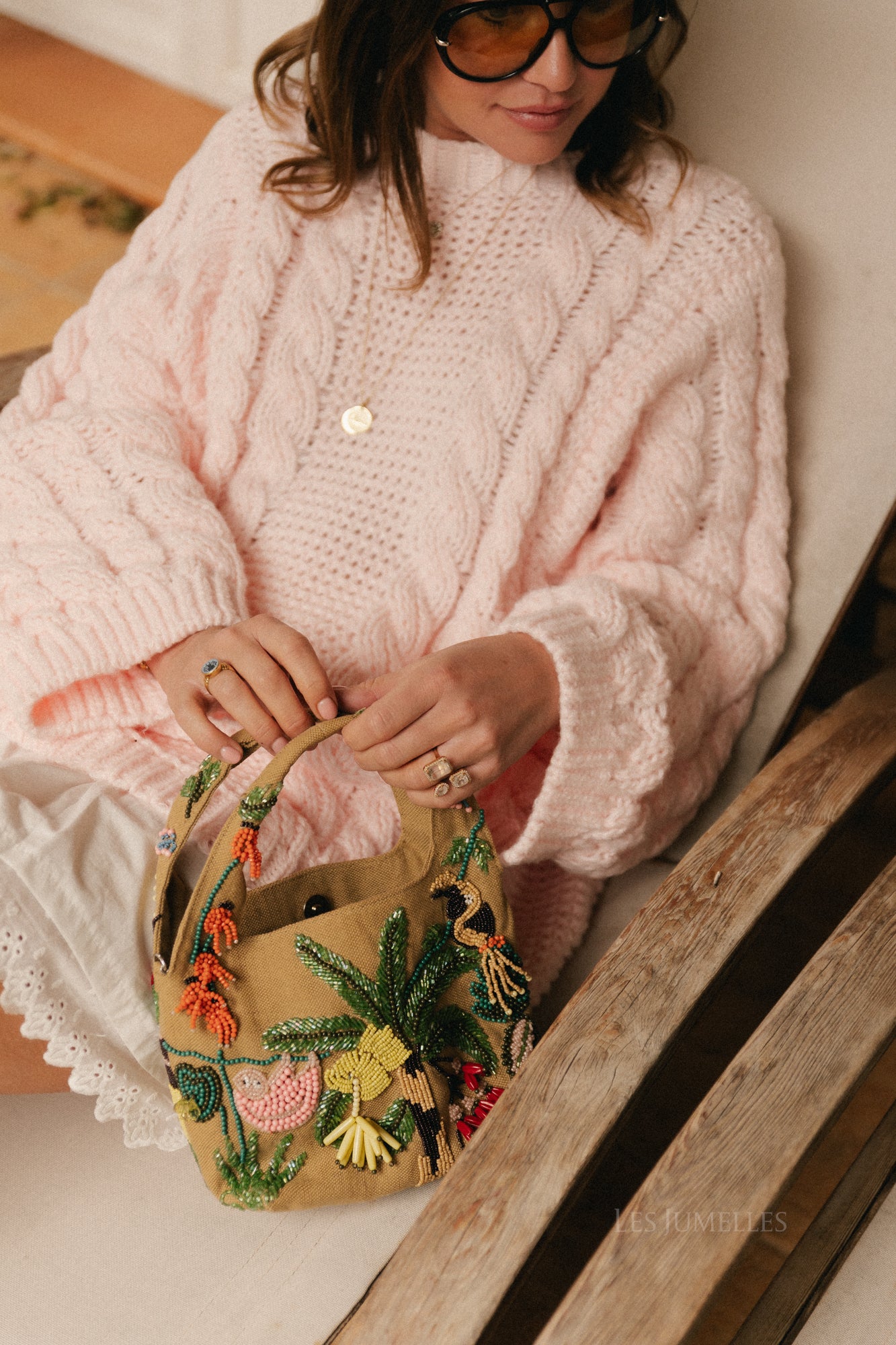 Josephine cable knit pullover pastel pink