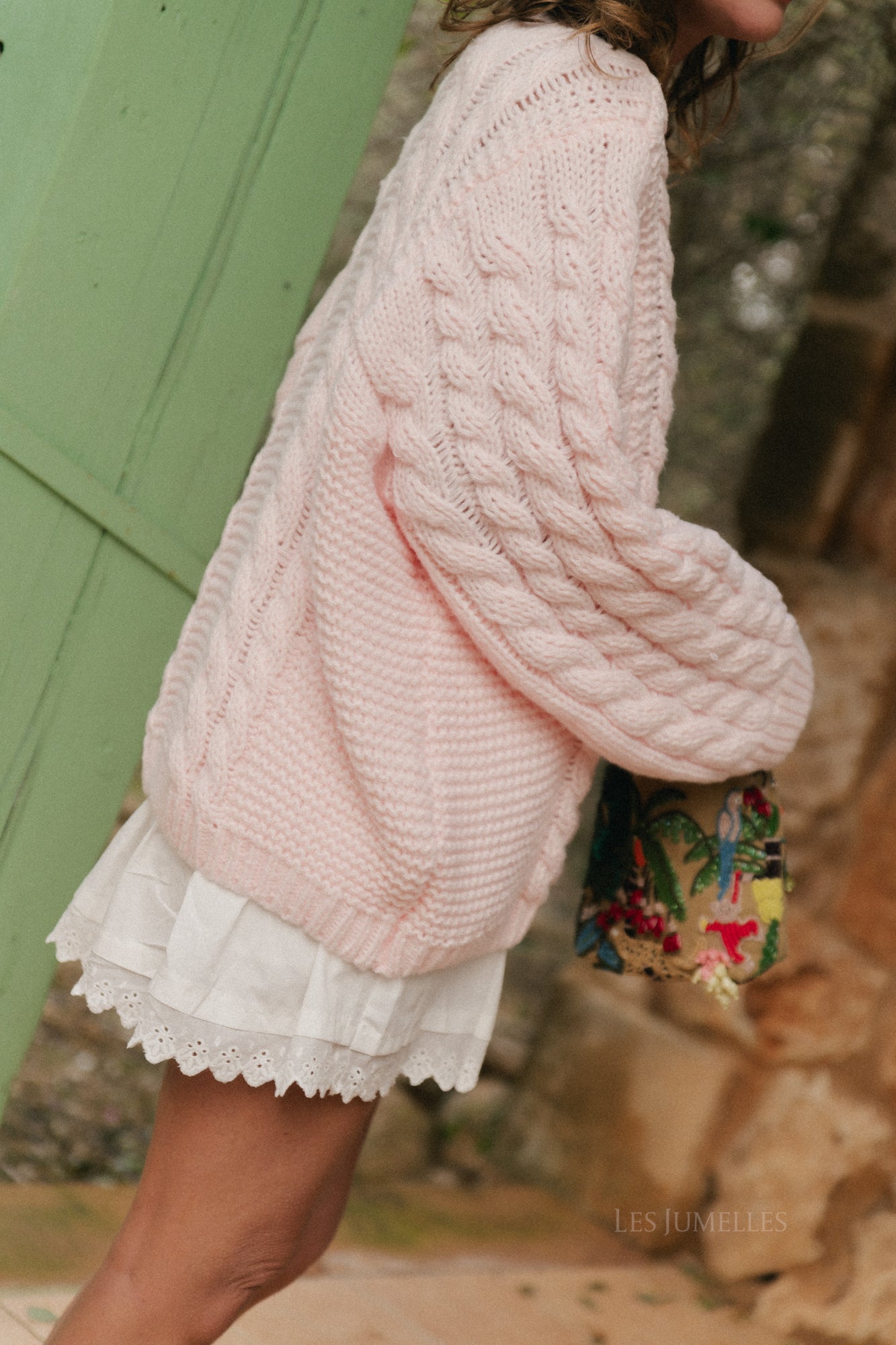 Josephine cable knit pullover pastel pink