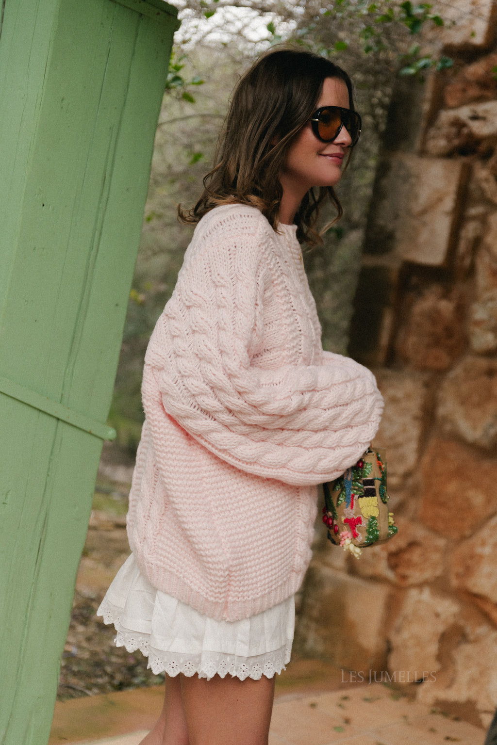 Josephine cable knit pullover pastel pink