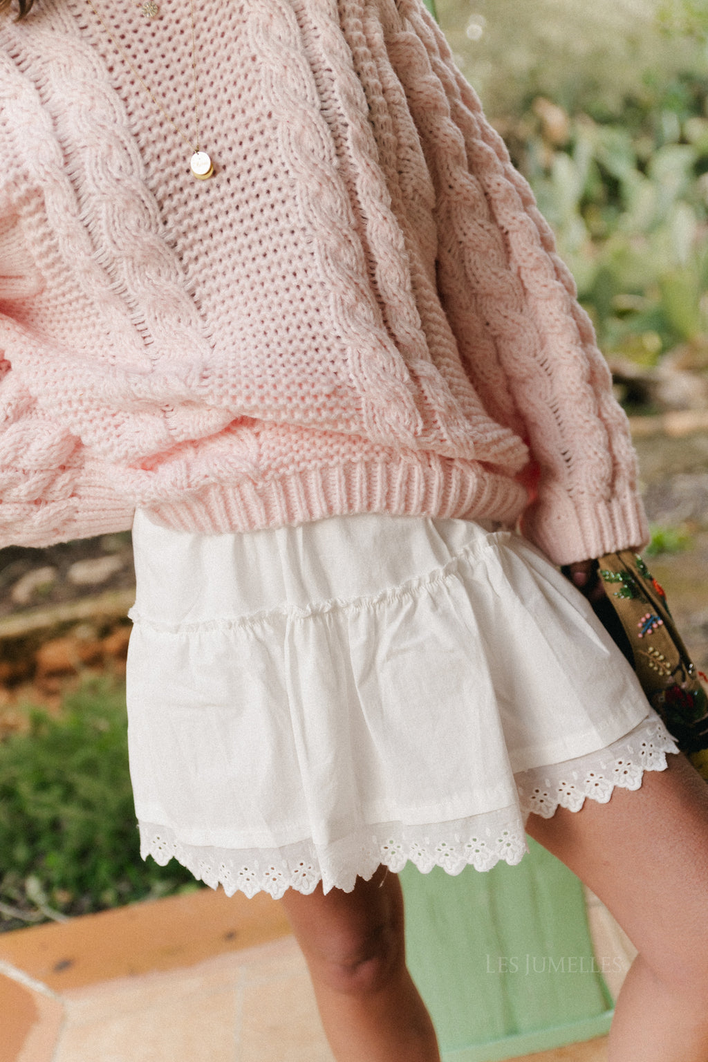 Jupe-short Cecilia en broderie anglaise blanc