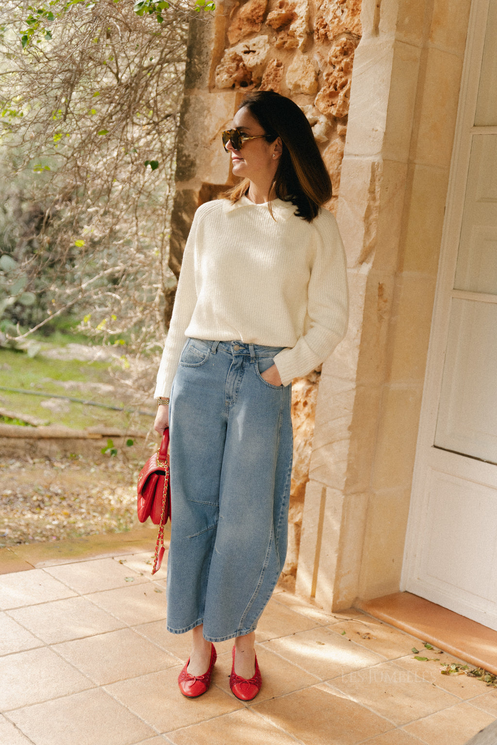 Aurélie Polo-Strickpullover in Ecru