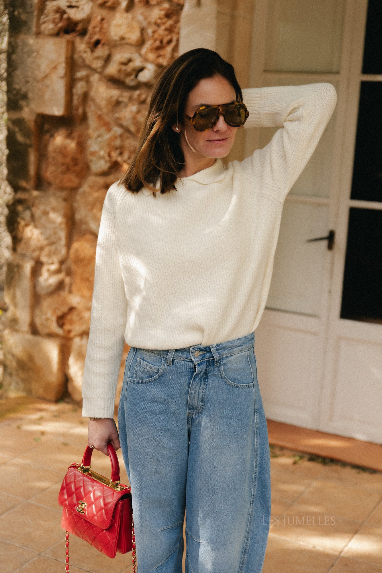 Aurélie Polo-Strickpullover in Ecru