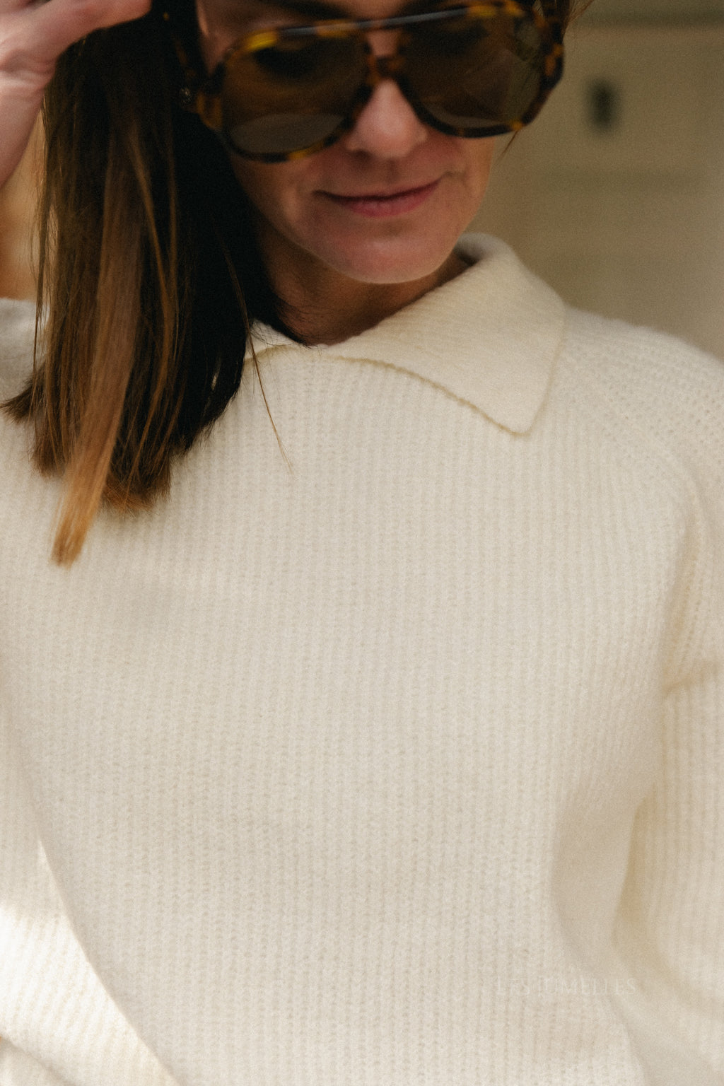 Aurélie Polo-Strickpullover in Ecru