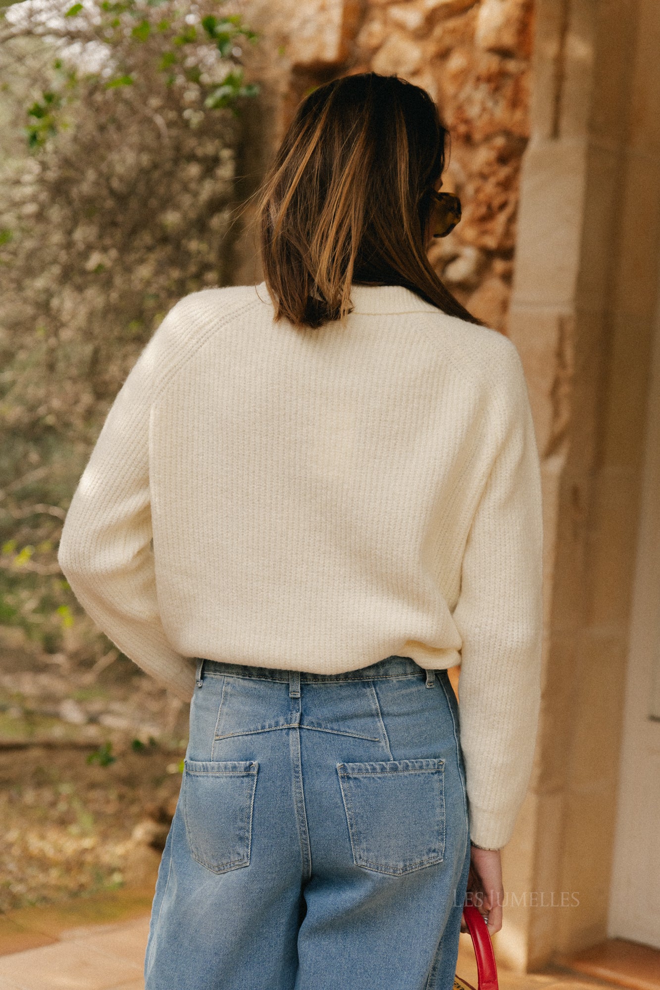 Aurélie Polo-Strickpullover in Ecru