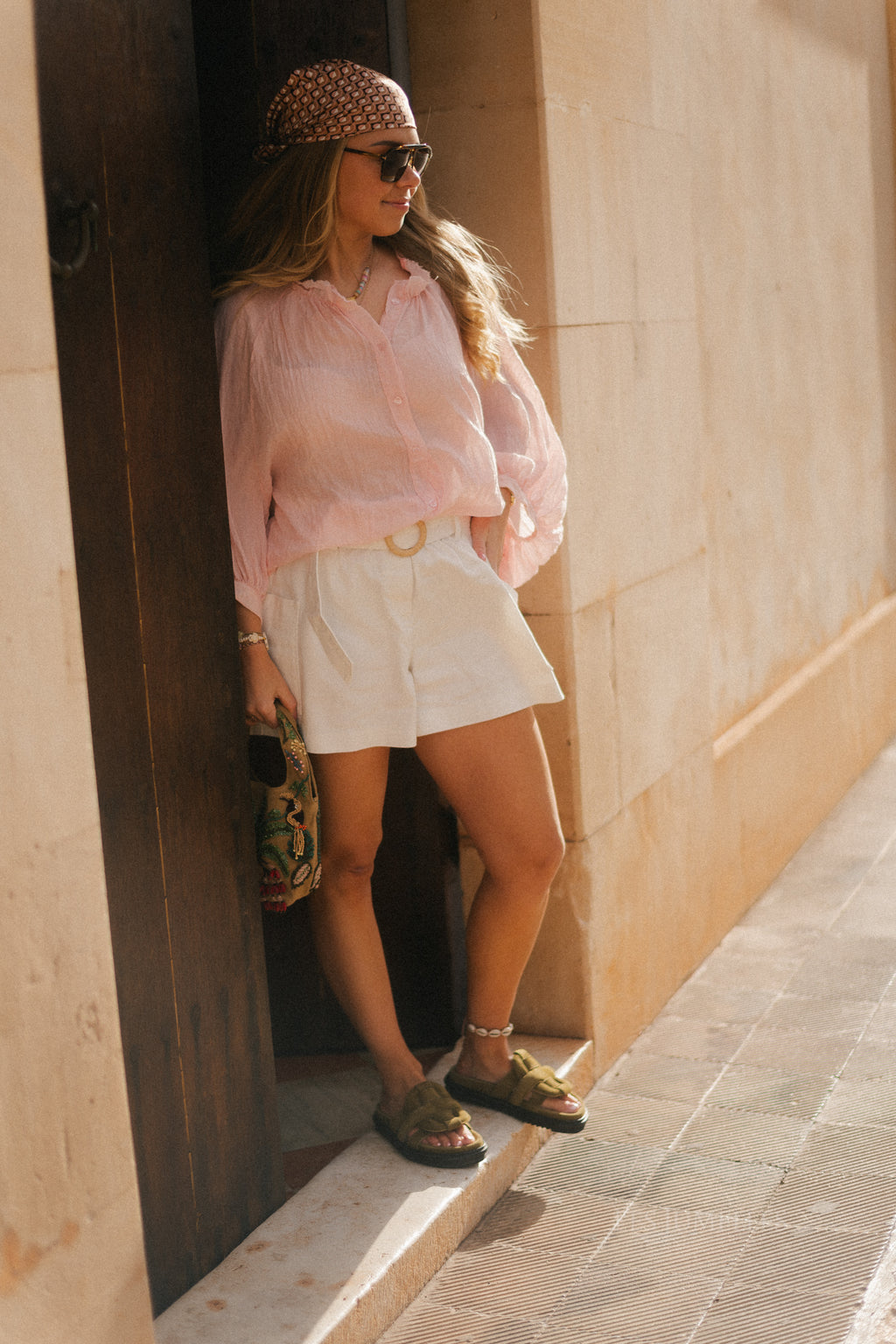 Hannah High-Waist-Shorts Ecru Denim