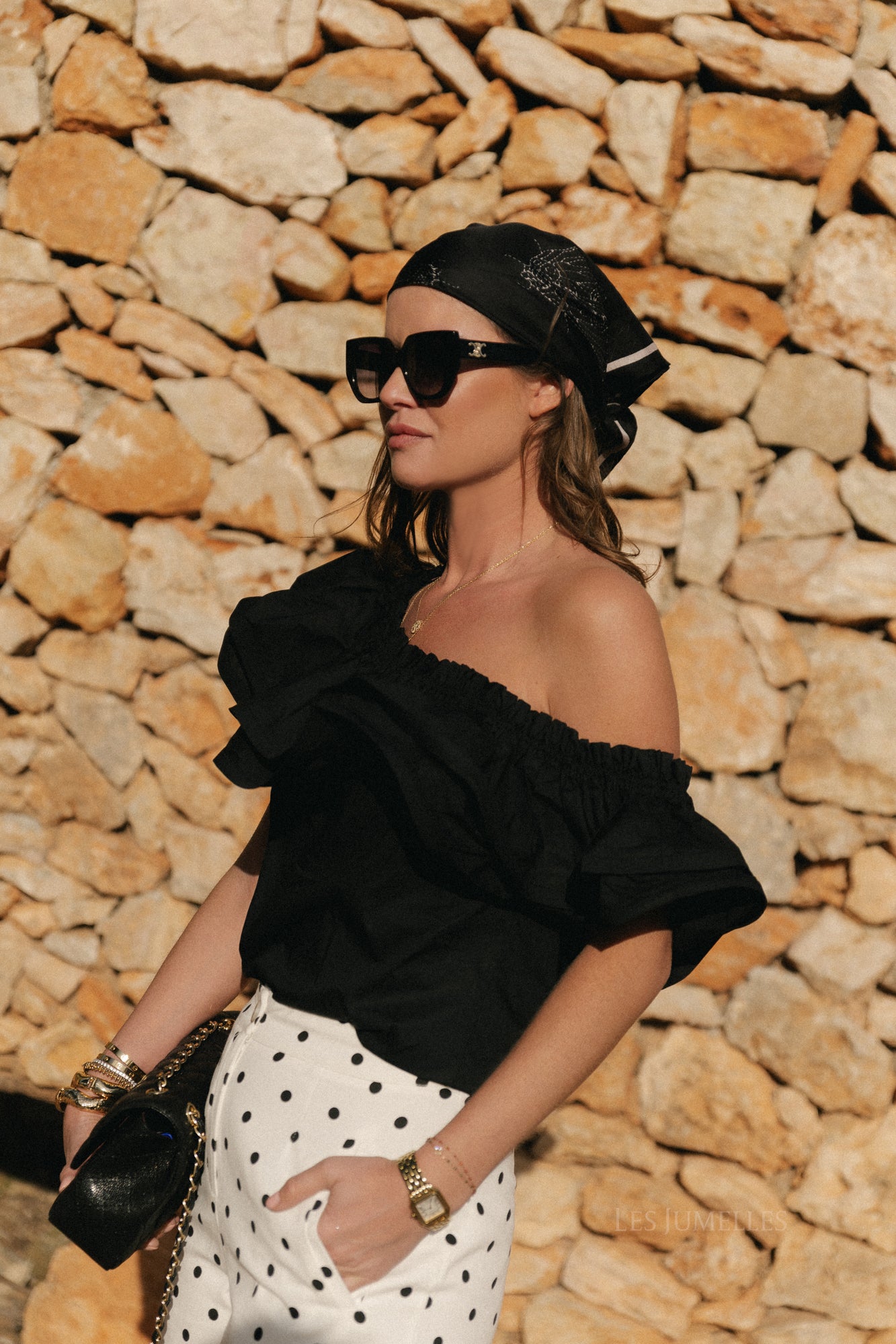 Rhea one shoulder top black