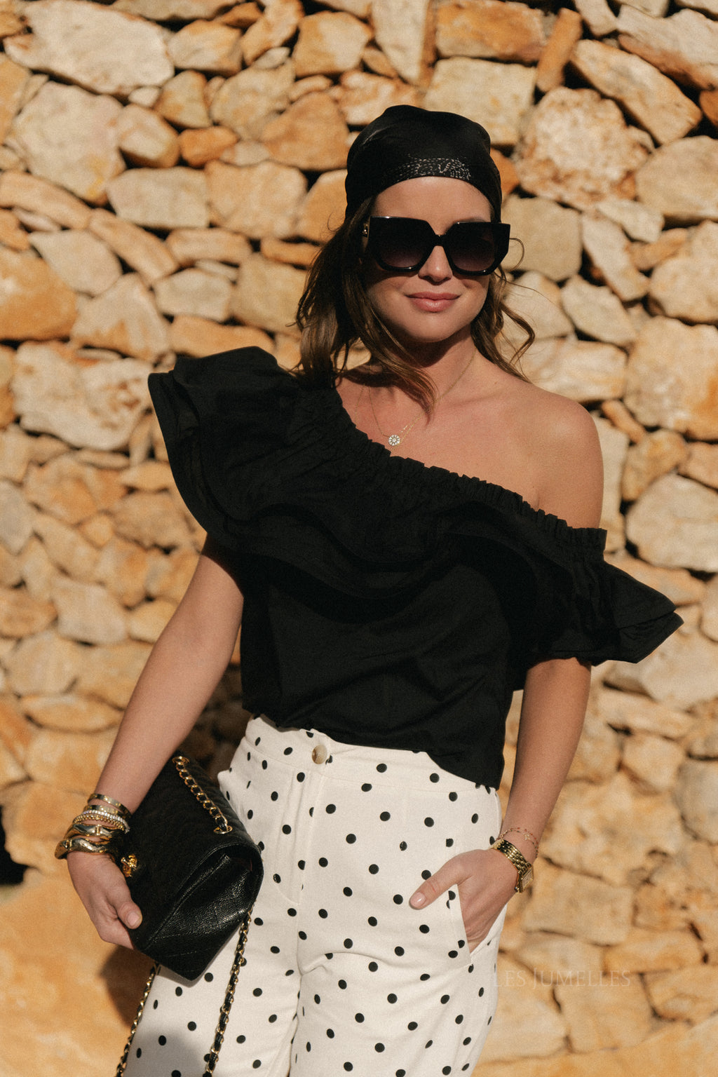 Rhea one shoulder top black