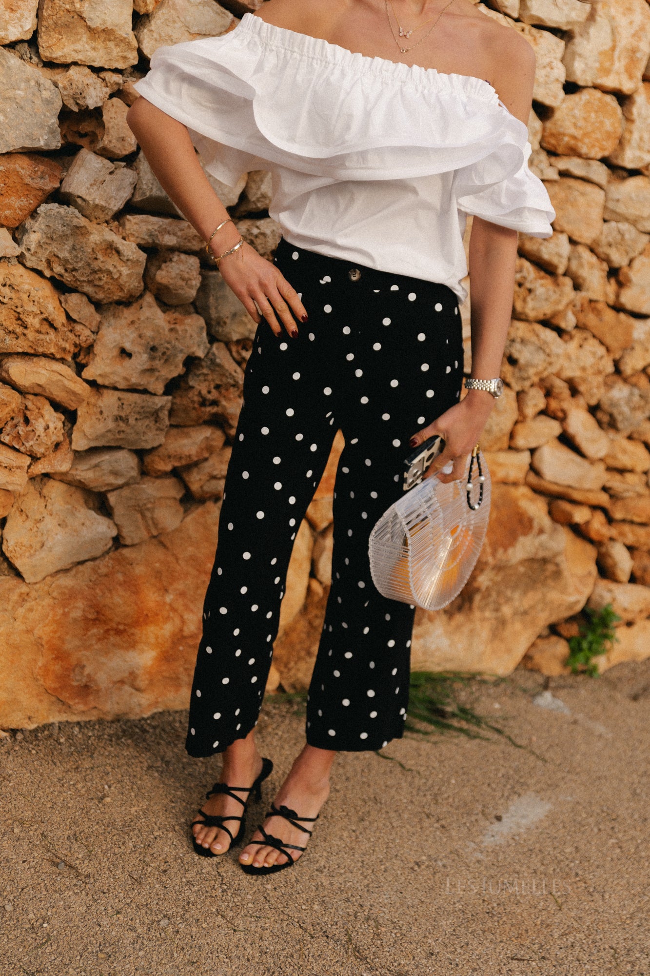 Hélène polka dot pants black
