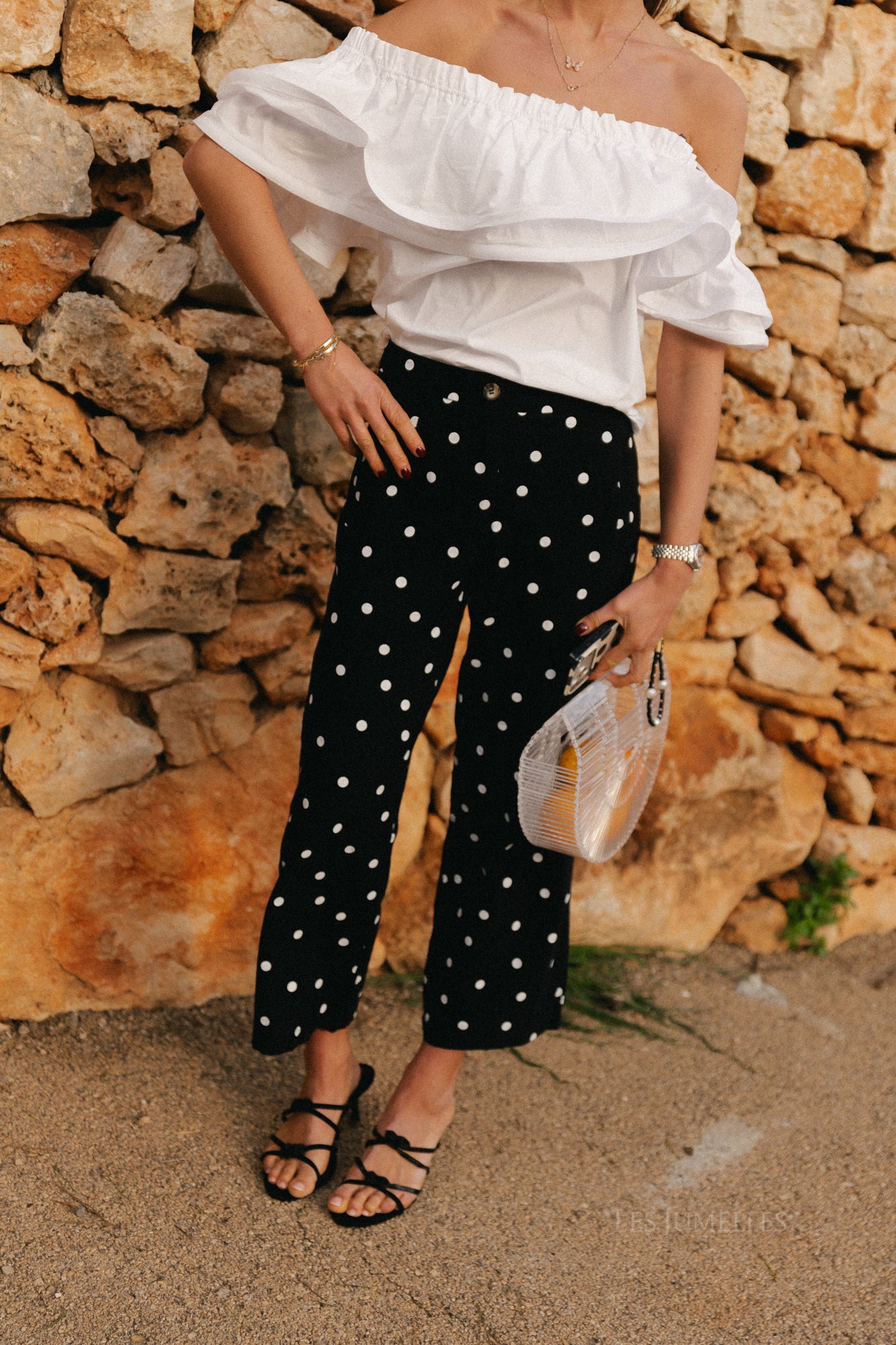 Hélène polka dot pants black