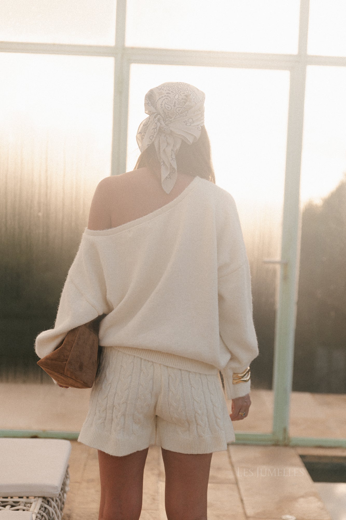 Aurélie cable knit shorts ecru