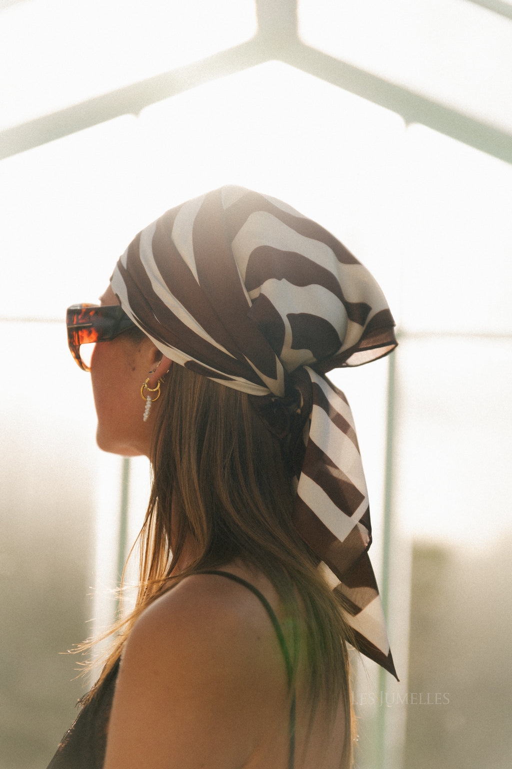 Zebra print scarf brown/cream