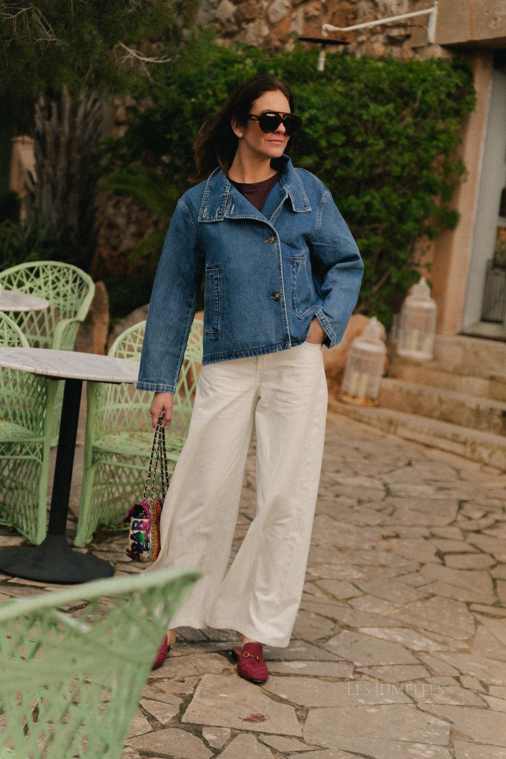 Veste en jean OBJTilla bleu moyen