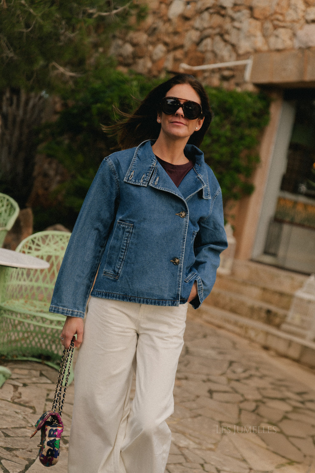 Veste en jean OBJTilla bleu moyen