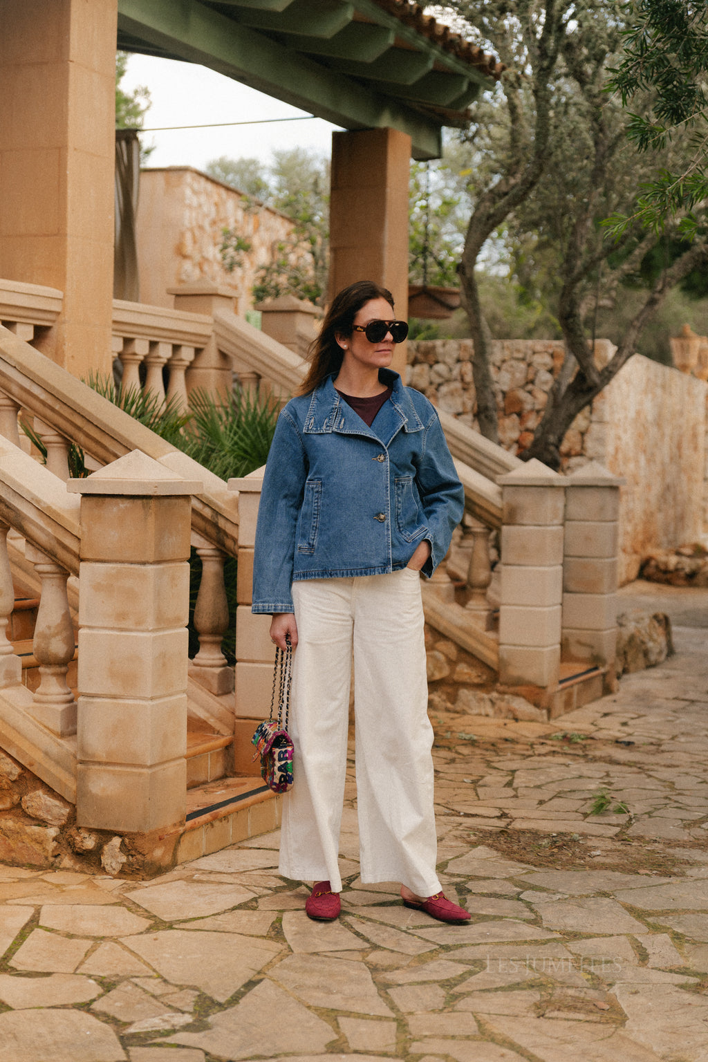 Veste en jean OBJTilla bleu moyen