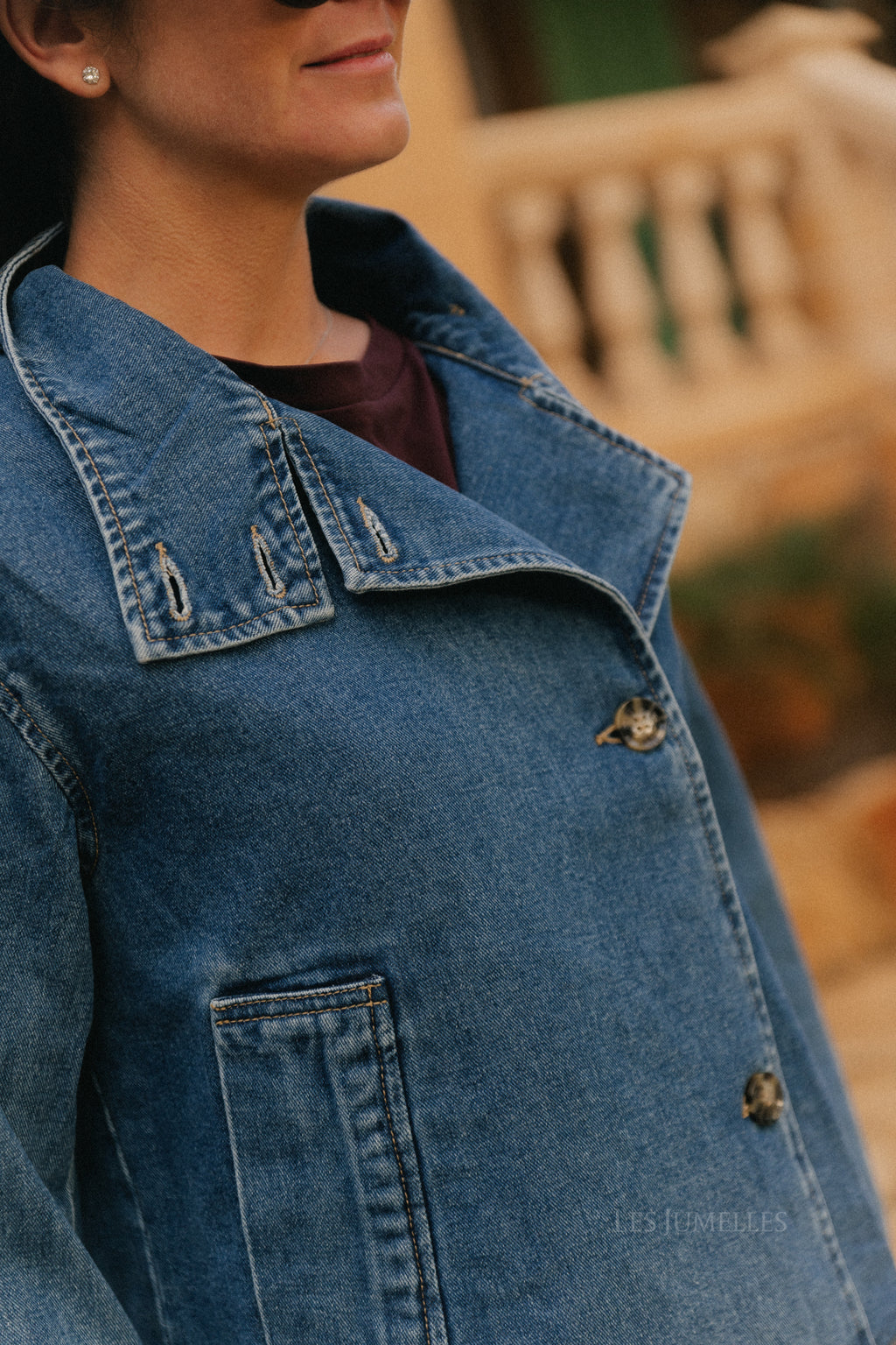 Veste en jean OBJTilla bleu moyen