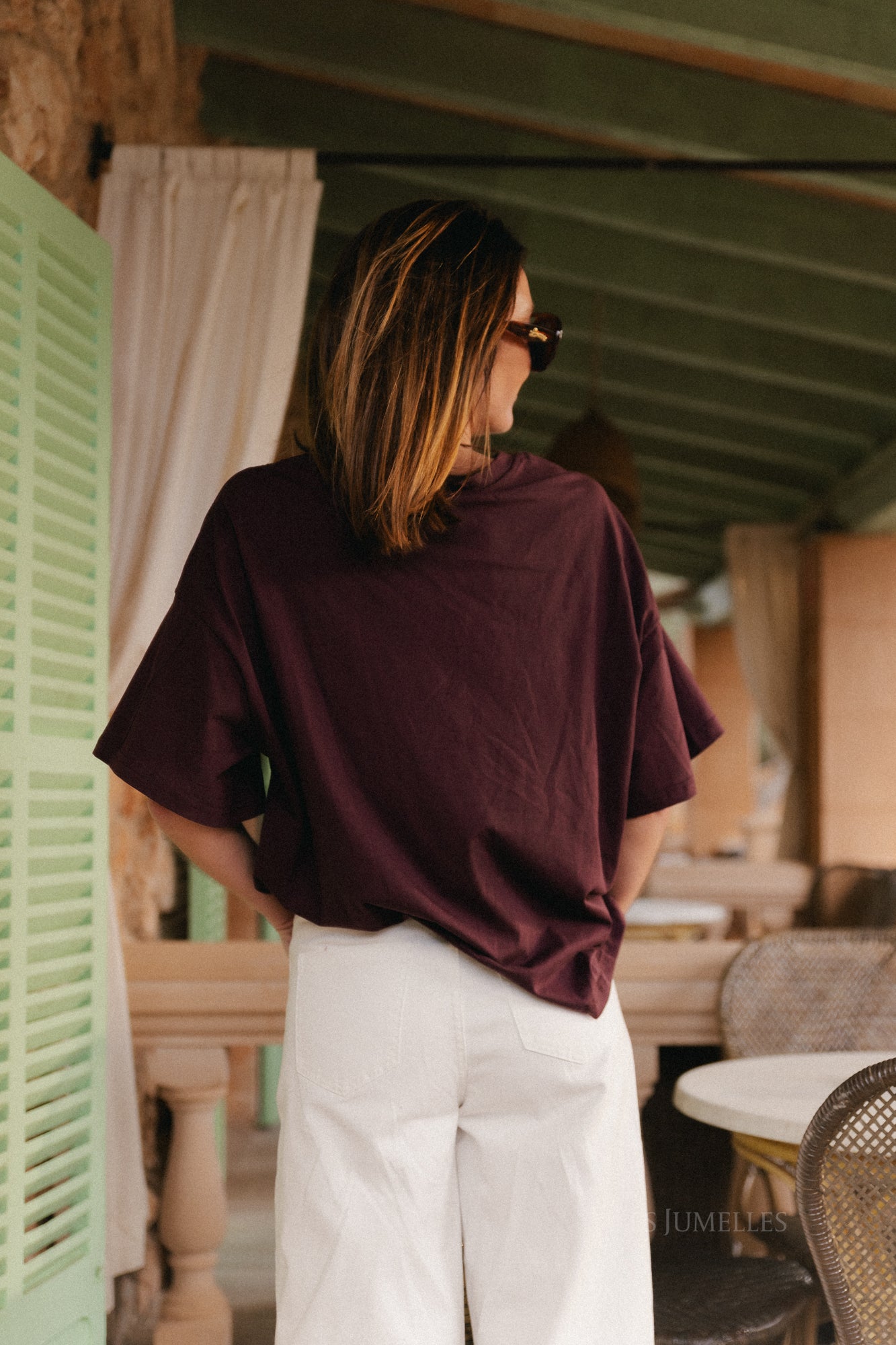 Annabelle oversized T-shirt bordeauxrood