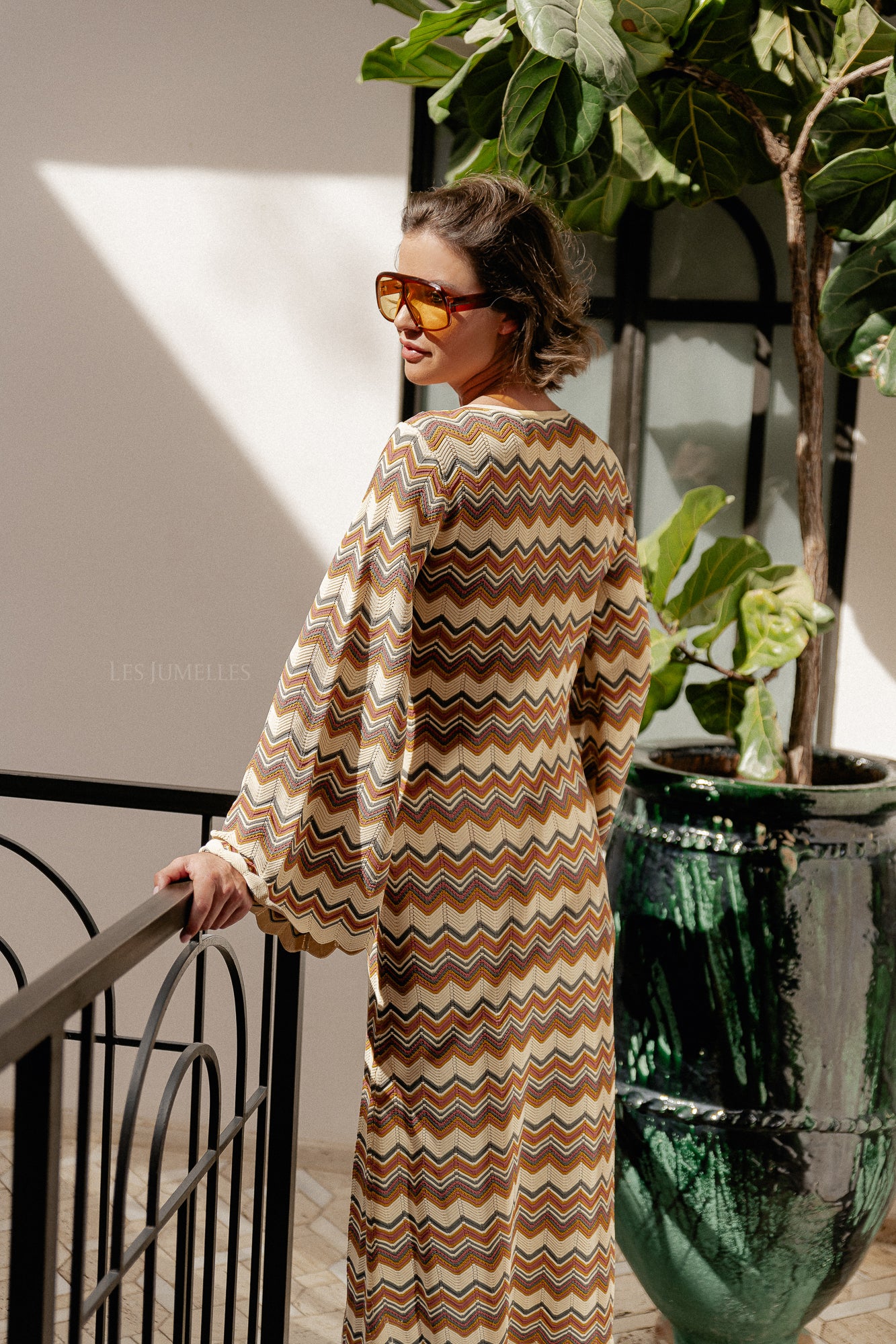 Zinna wide sleeve knitted dress multicolor