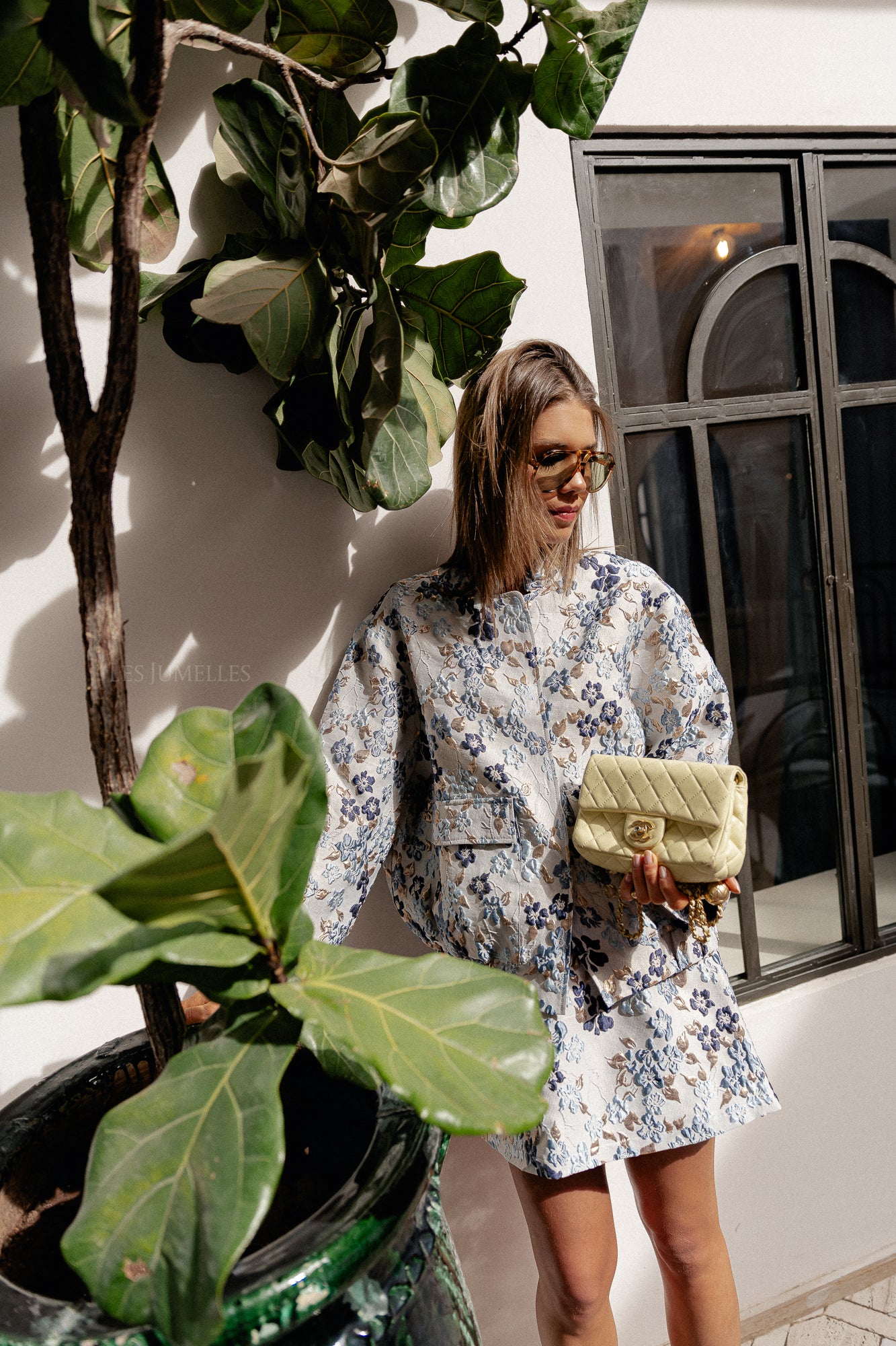 Jamie jacquard jacket blue flowers