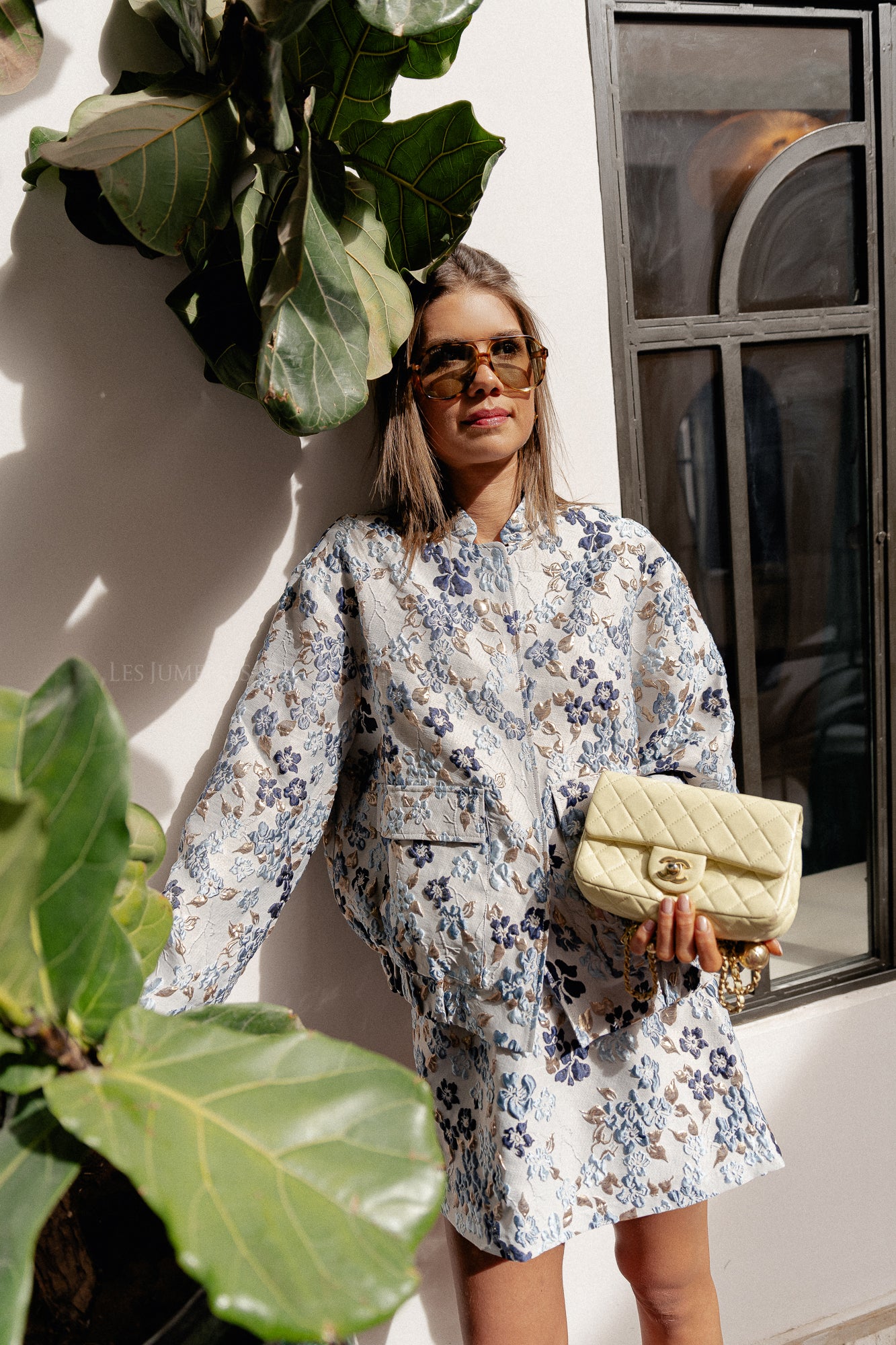 Jamie jacquard jacket blue flowers