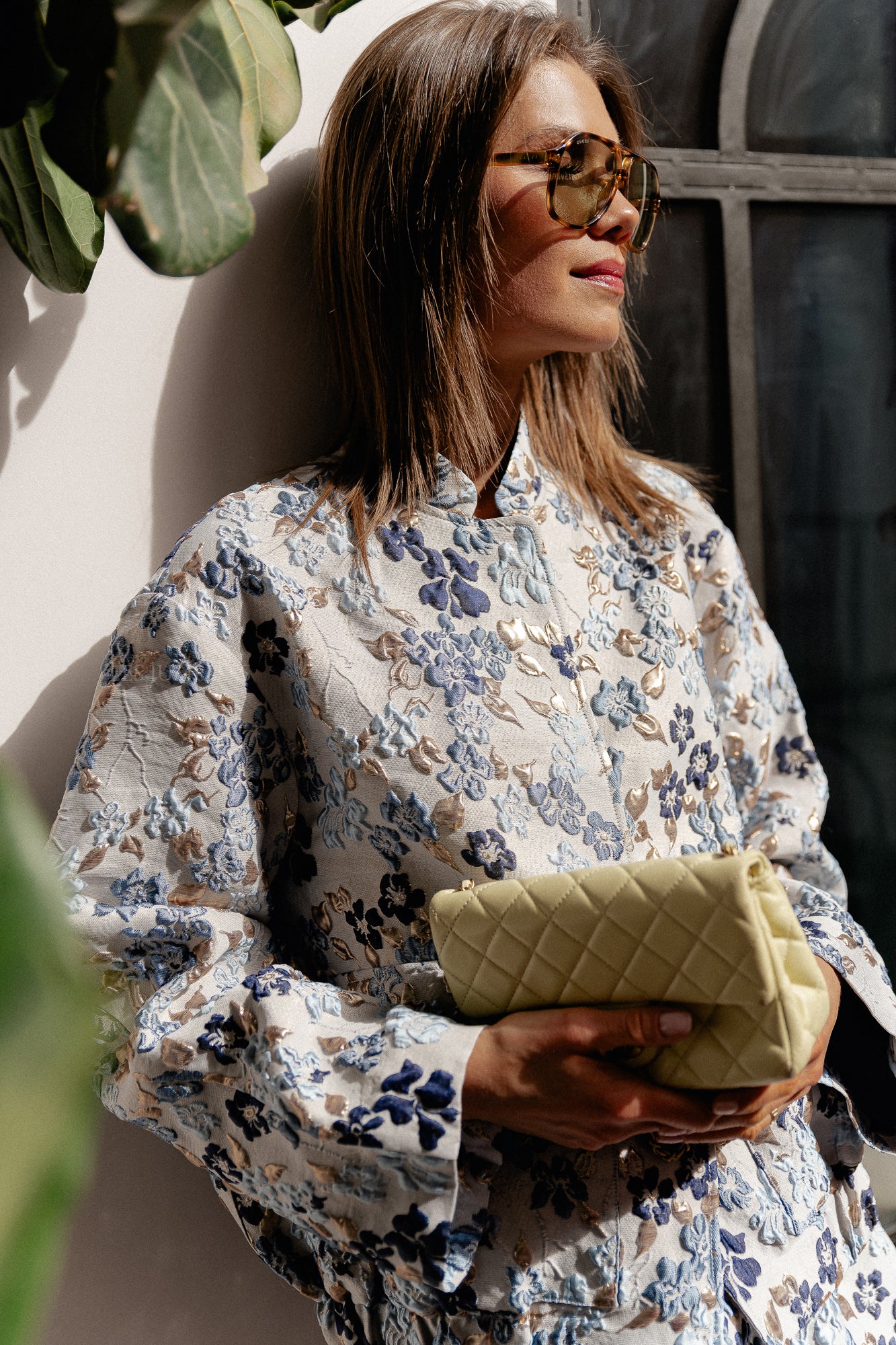 Jamie jacquard jacket blue flowers