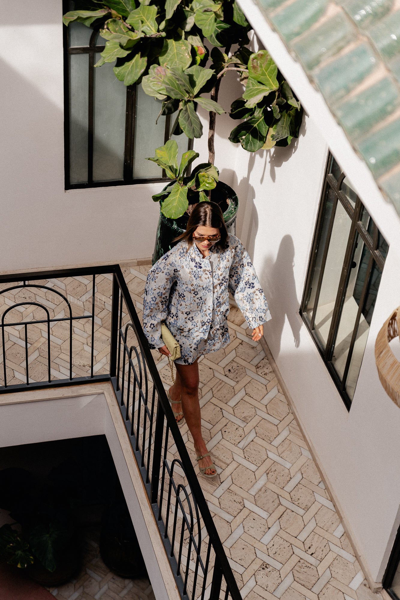 Jamie jacquard jacket blue flowers