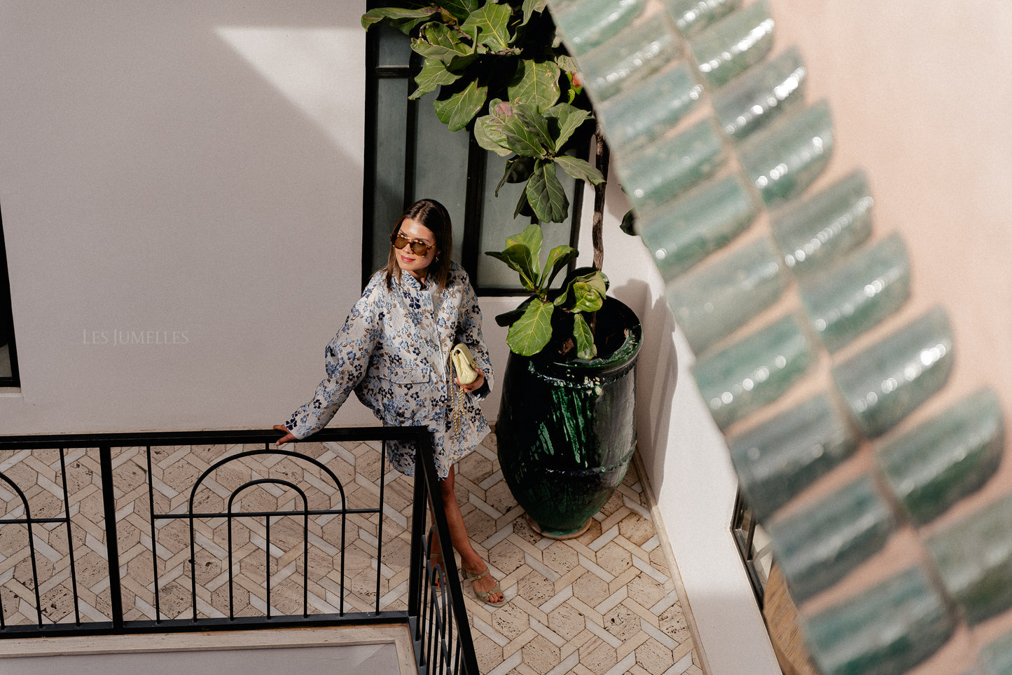 Jamie jacquard jacket blue flowers