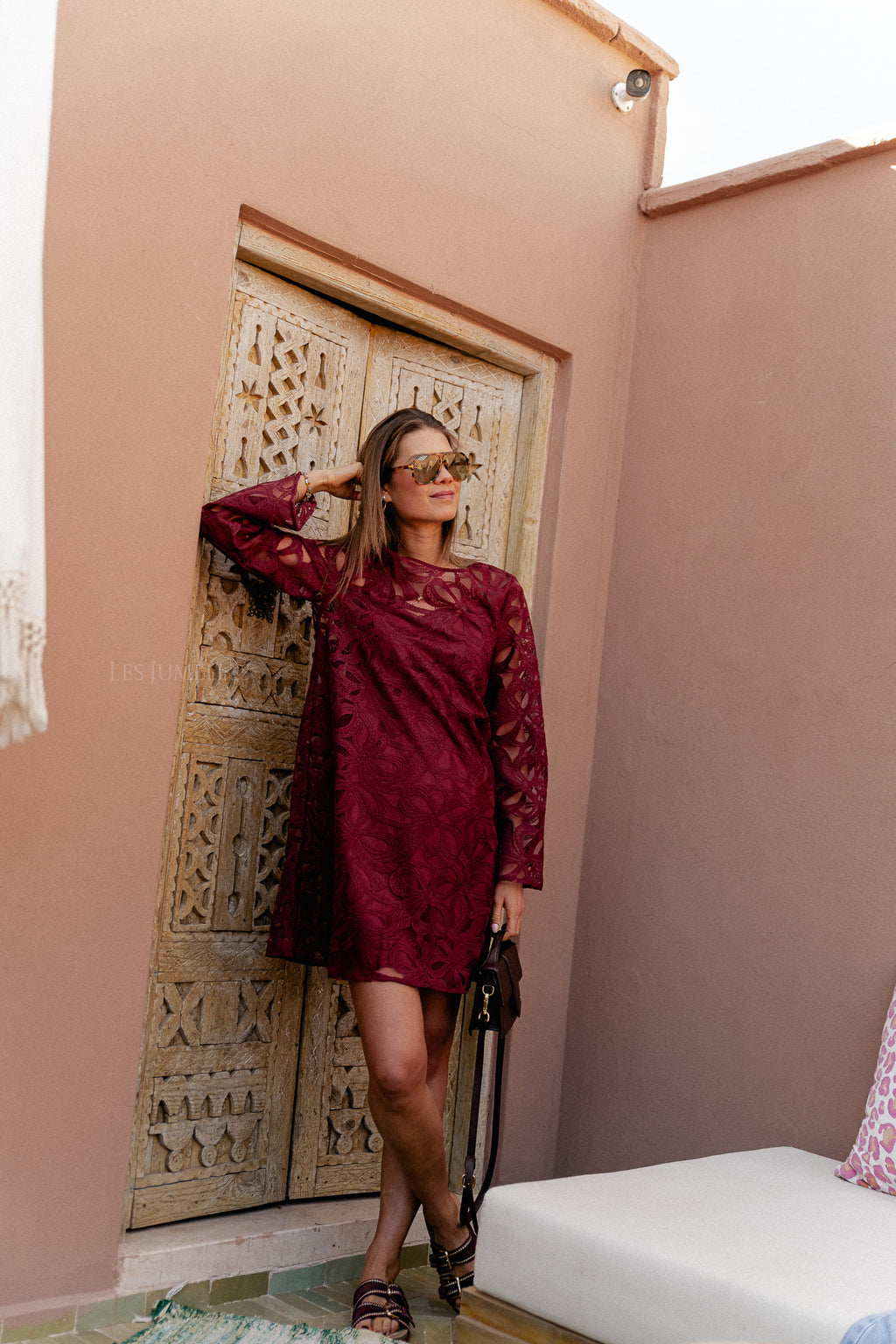 OBJRose L/S langes Kleid Cabernet