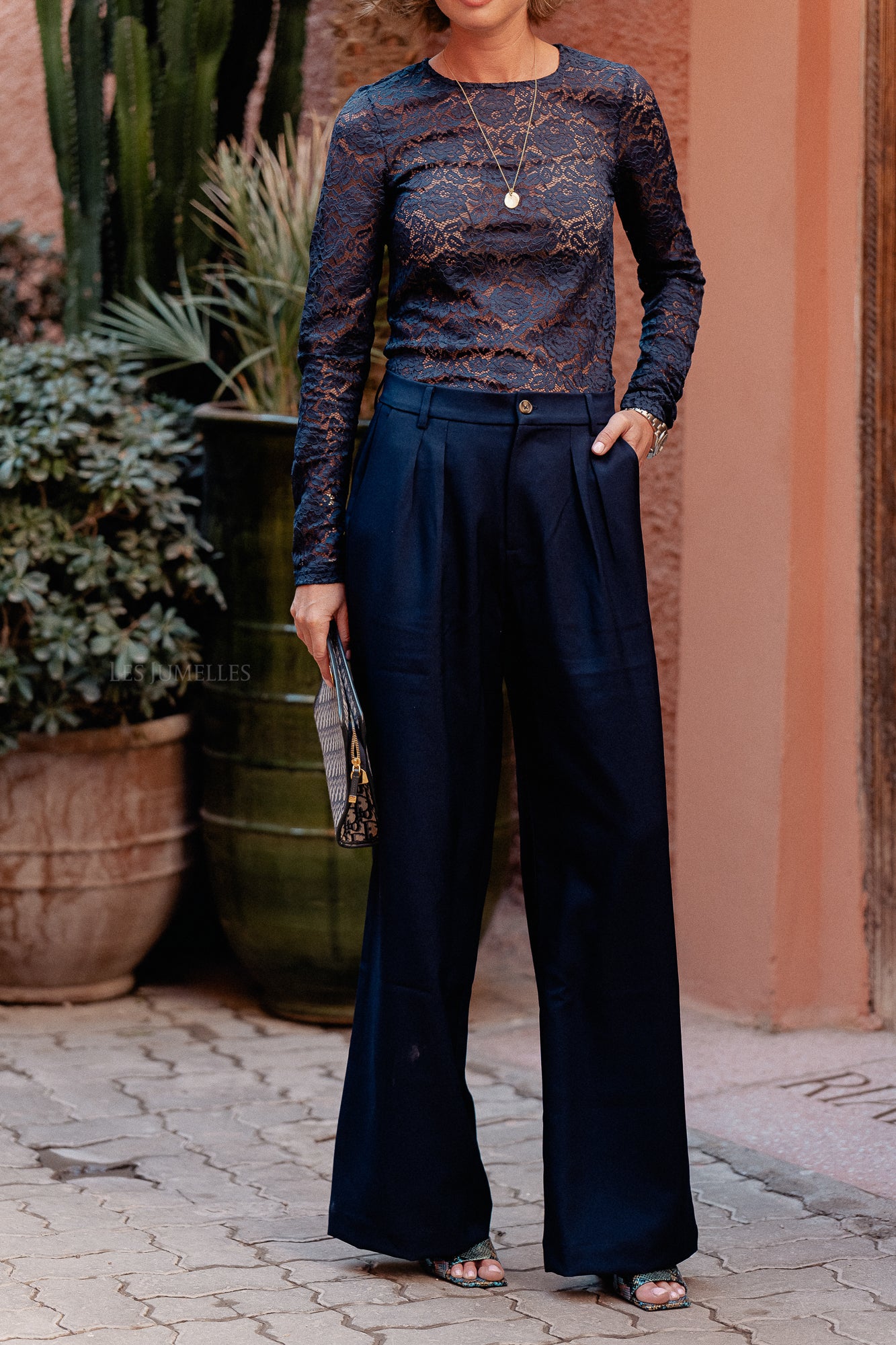 Frances pleated pants navy