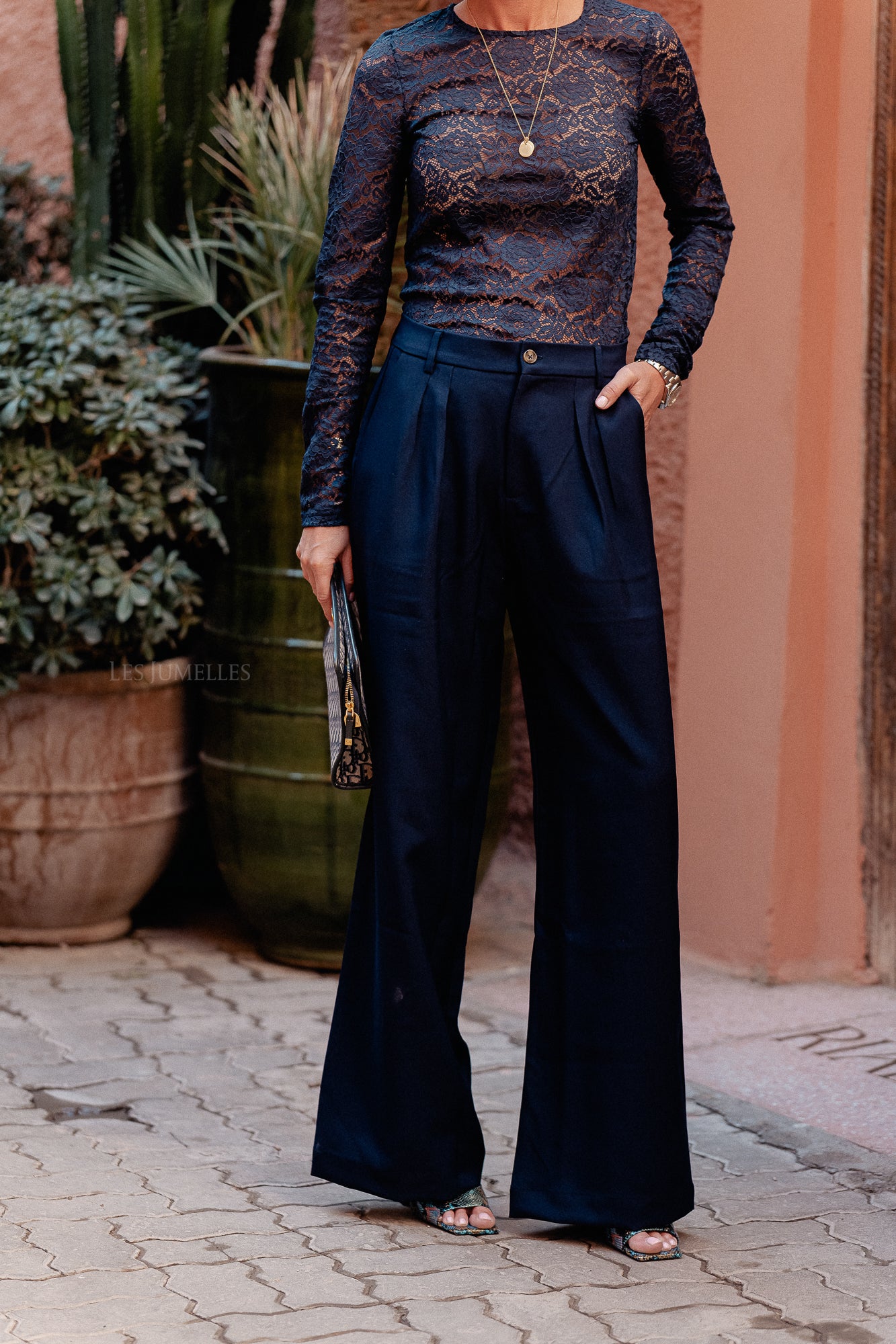 Frances pleated pants navy