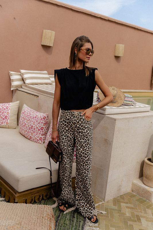 Les Jumelles Robin leopard high-waisted jeans