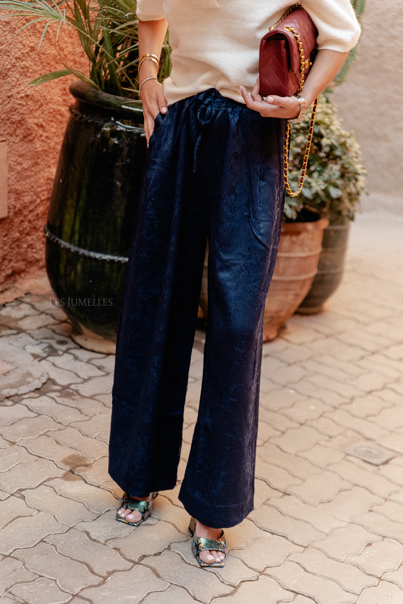 Jill jacquard trousers navy