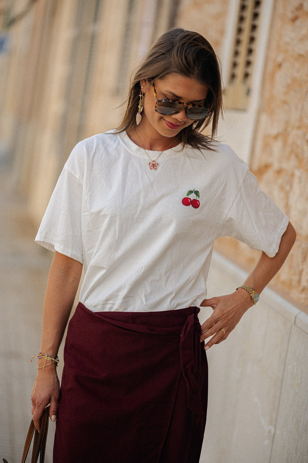 Cherry tshirt wit