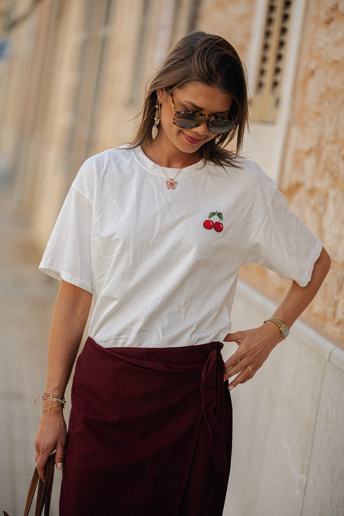 Cherry T-Shirt Weiß