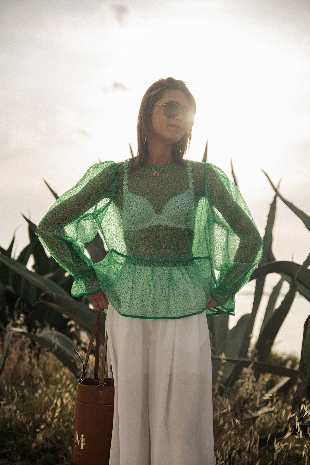 Pailletten blouse mint 