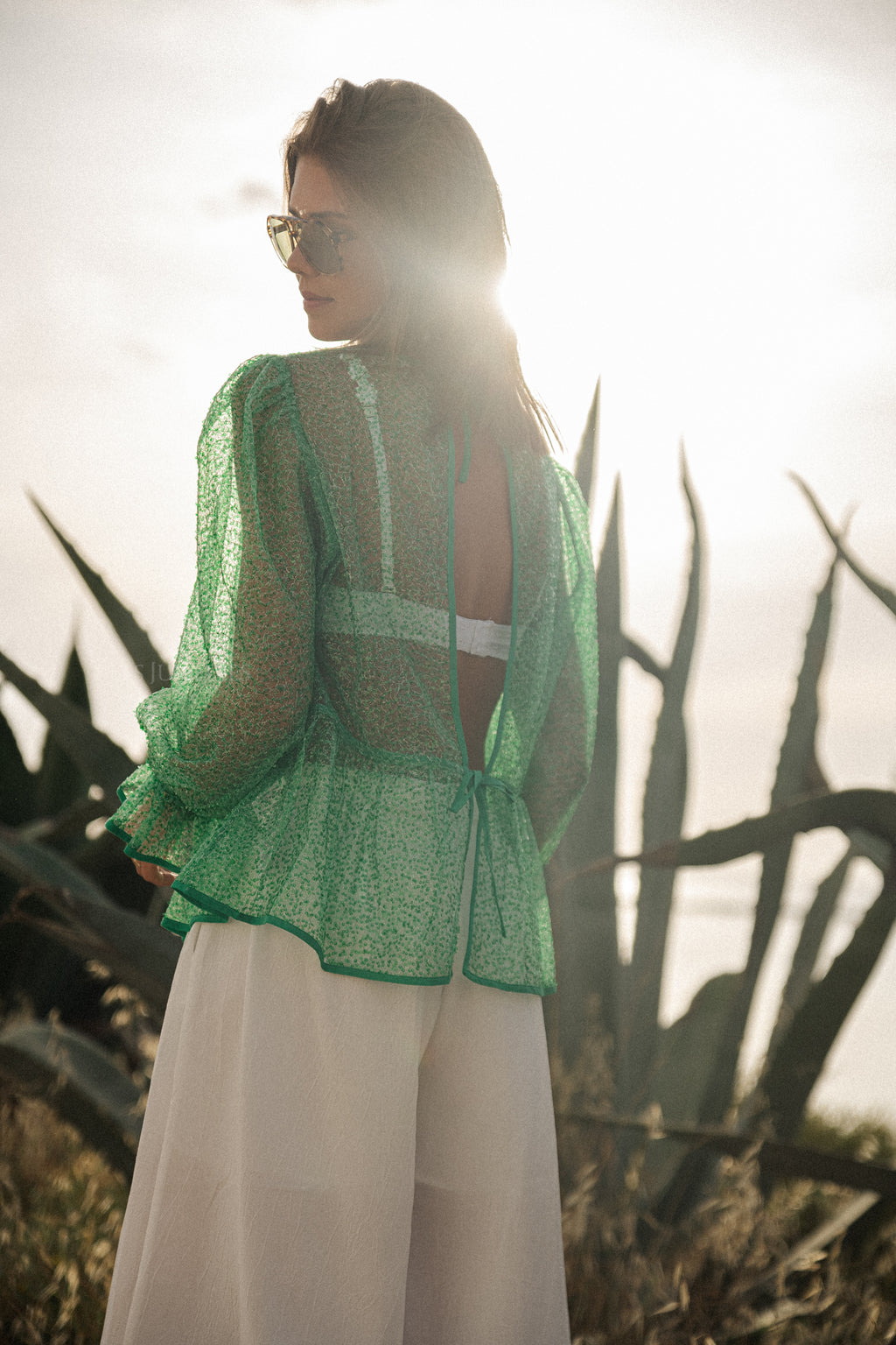 Pailletten blouse mint 
