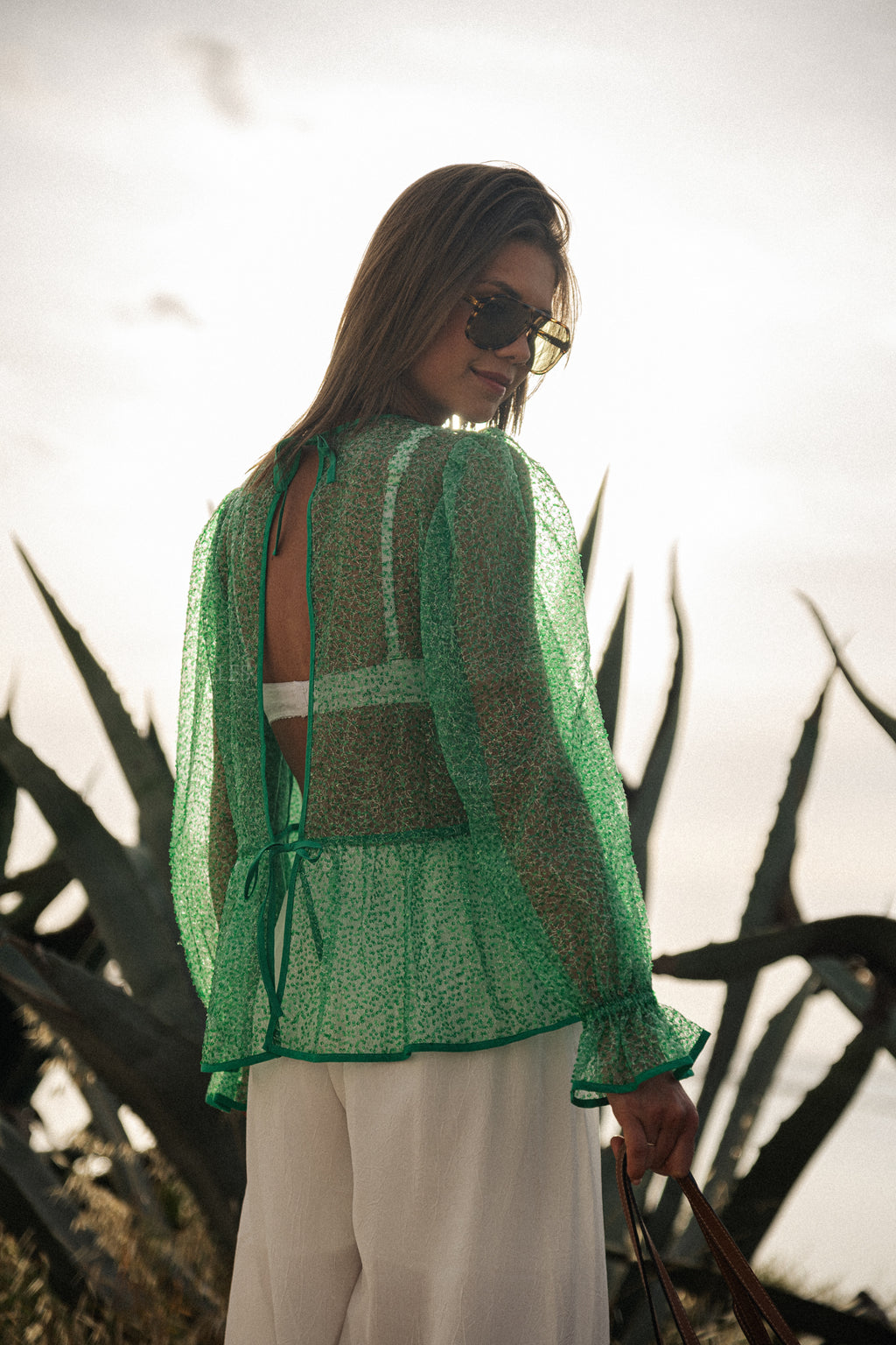 Pailletten blouse mint 