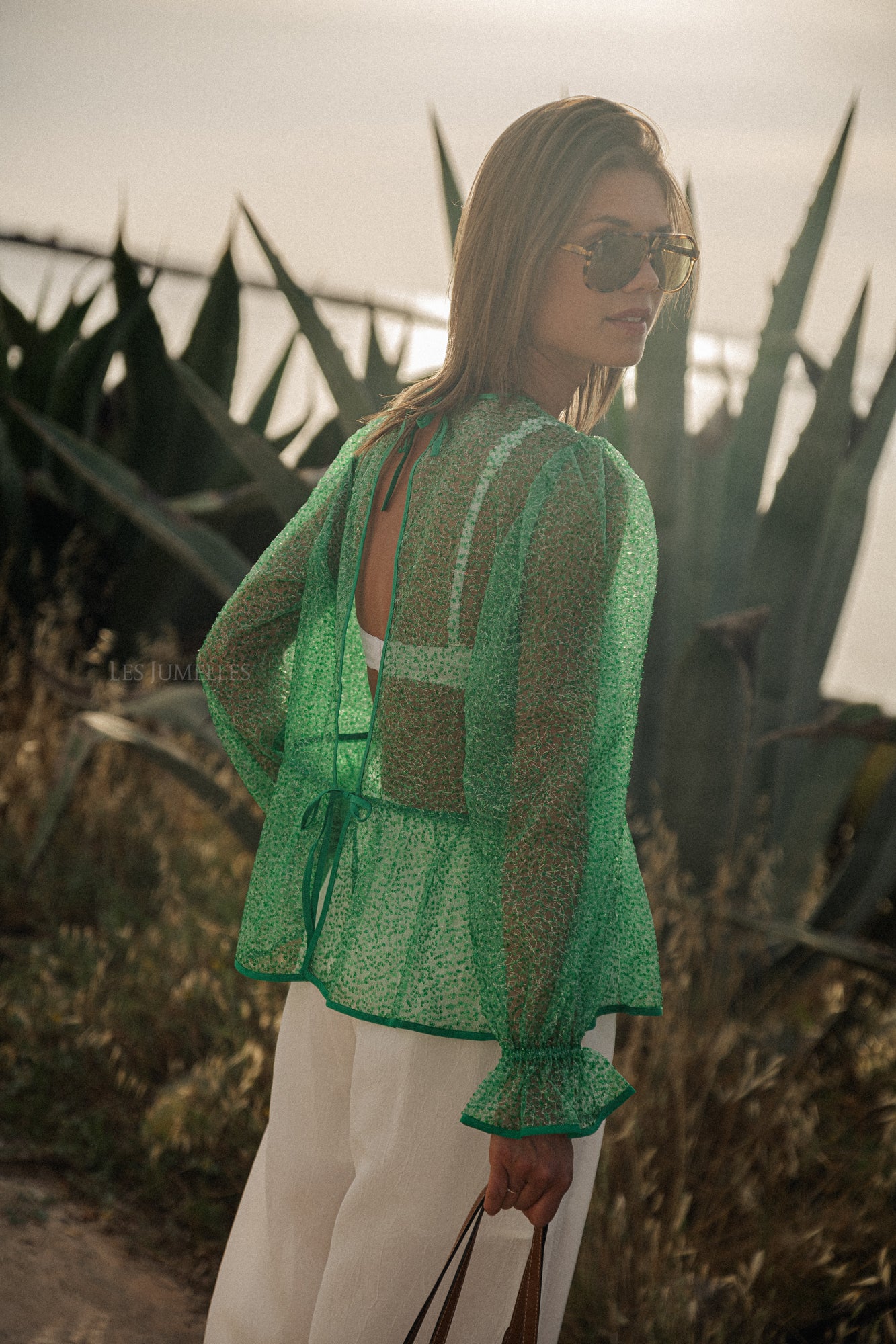 Pailletten blouse mint 