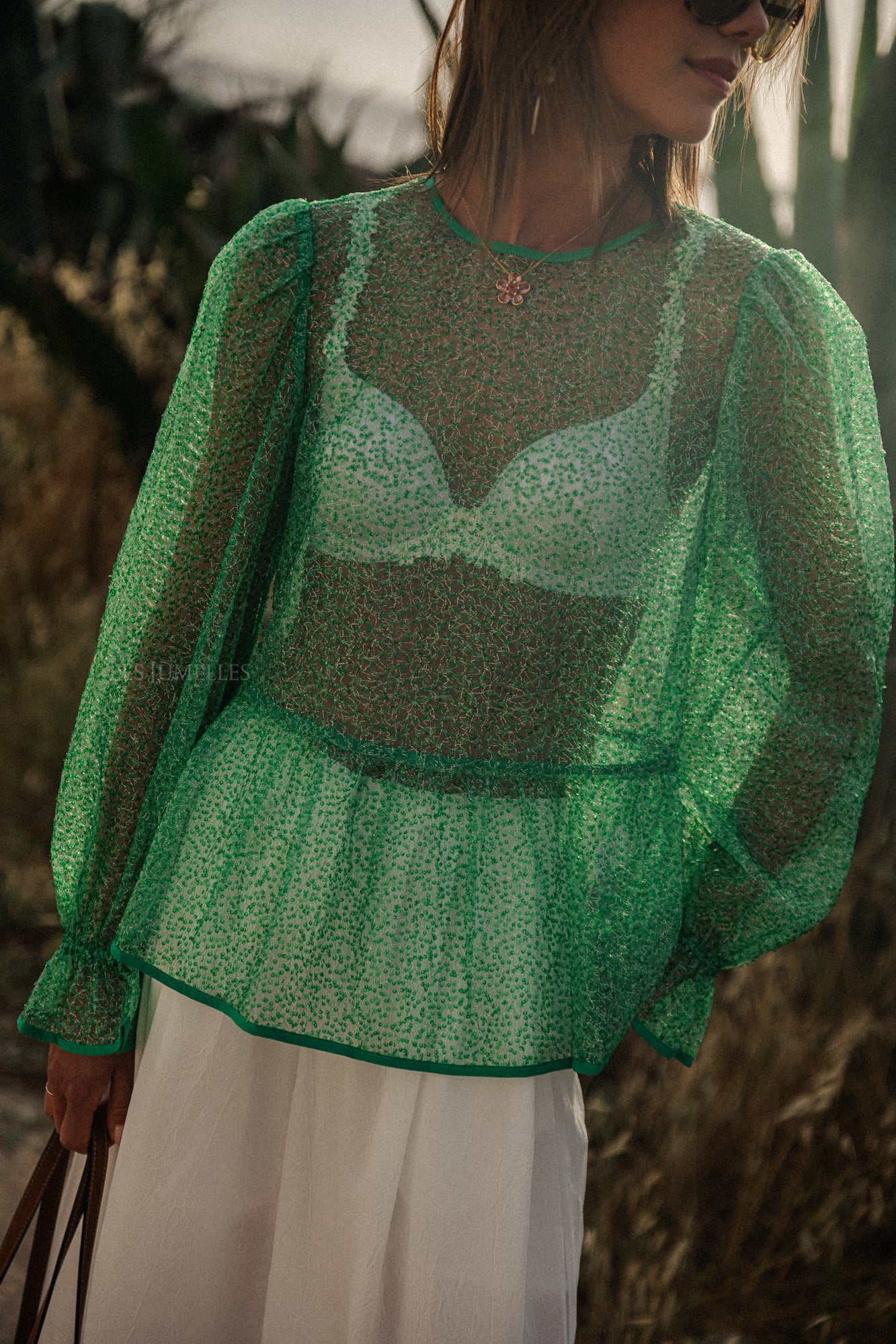 Pailletten blouse mint 