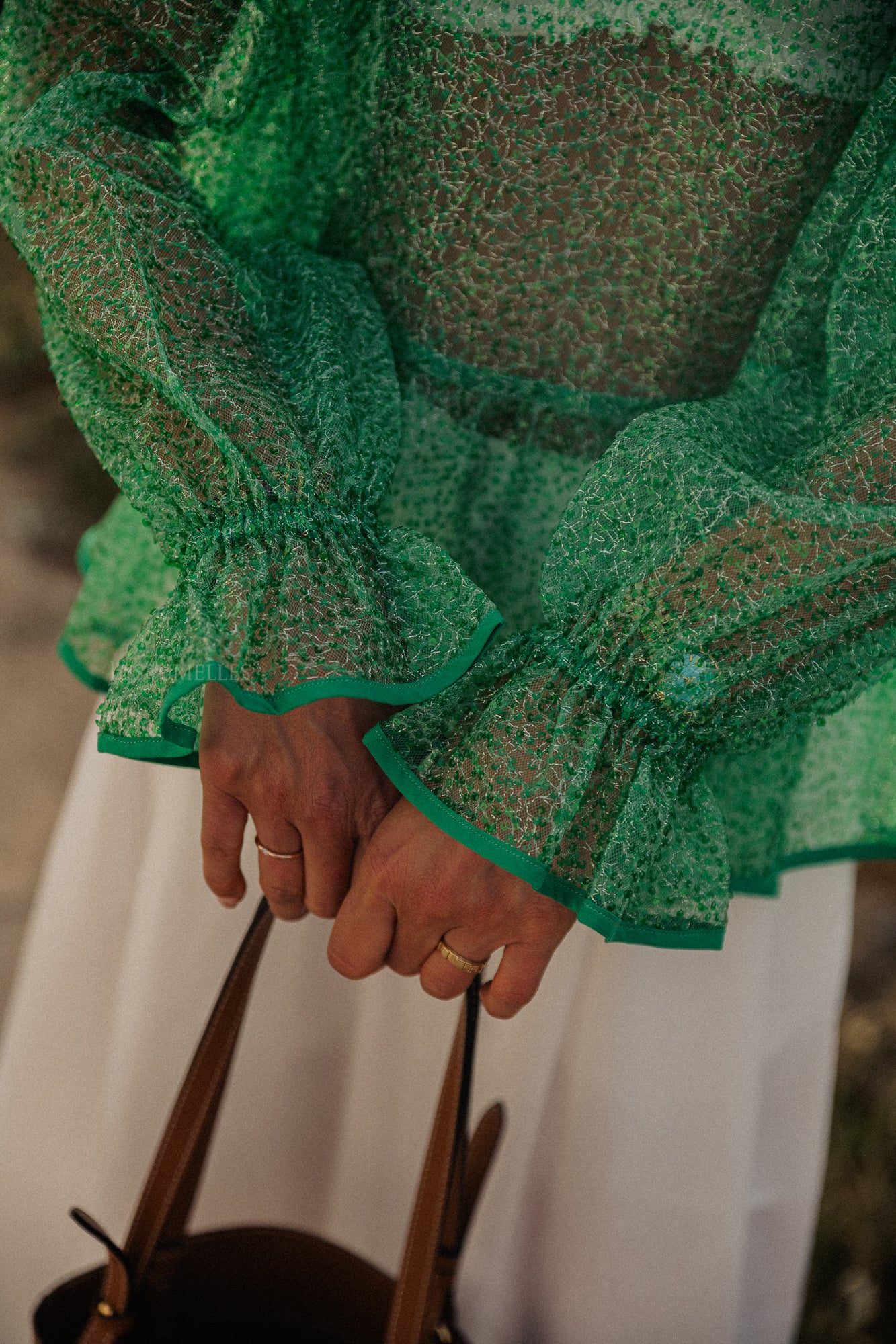 Pailletten blouse mint 