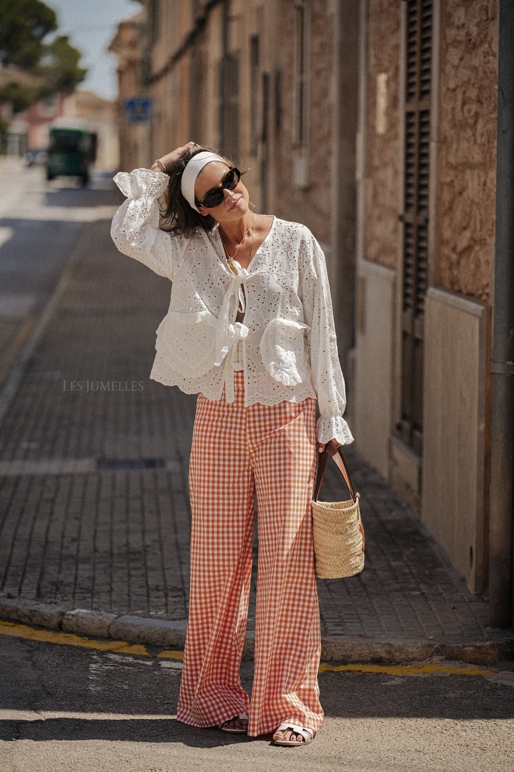 Pantalon à carreaux Madrid orange