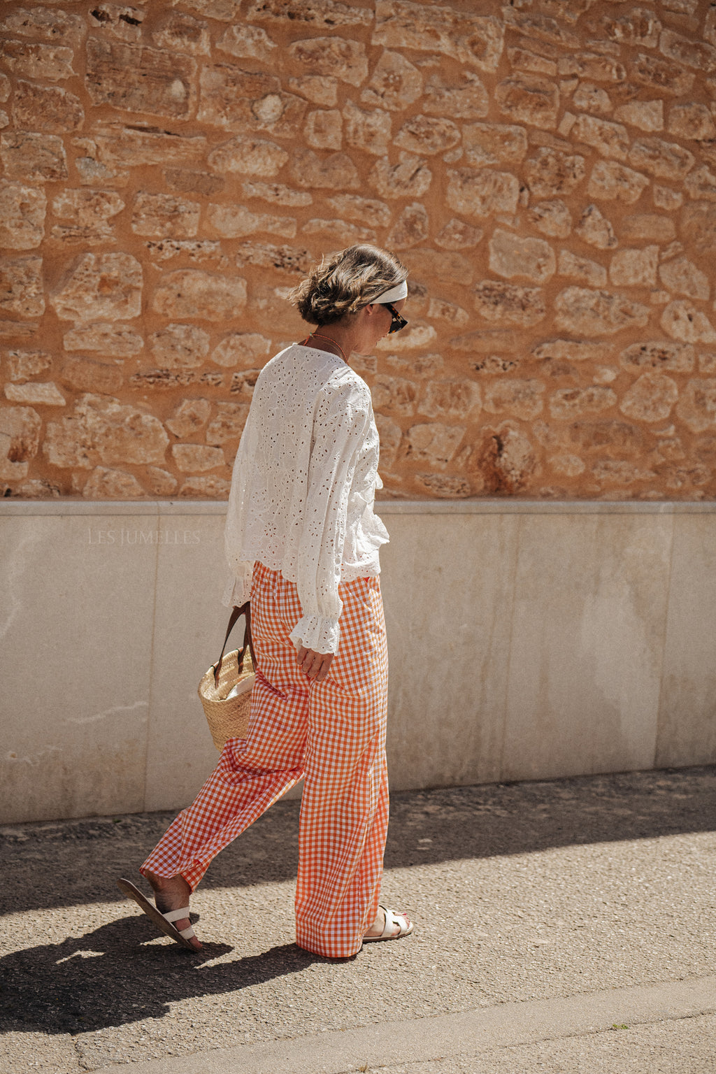 Pantalon à carreaux Madrid orange