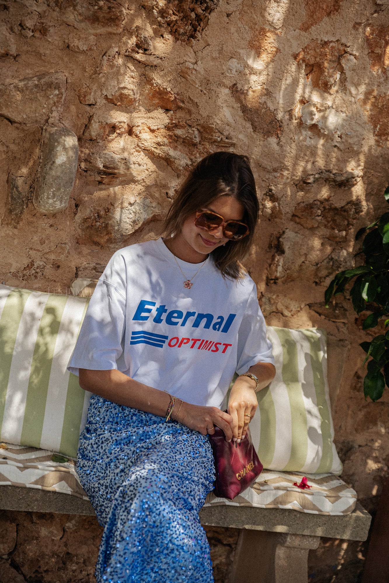 Tee shirt Éternel optimiste blanc