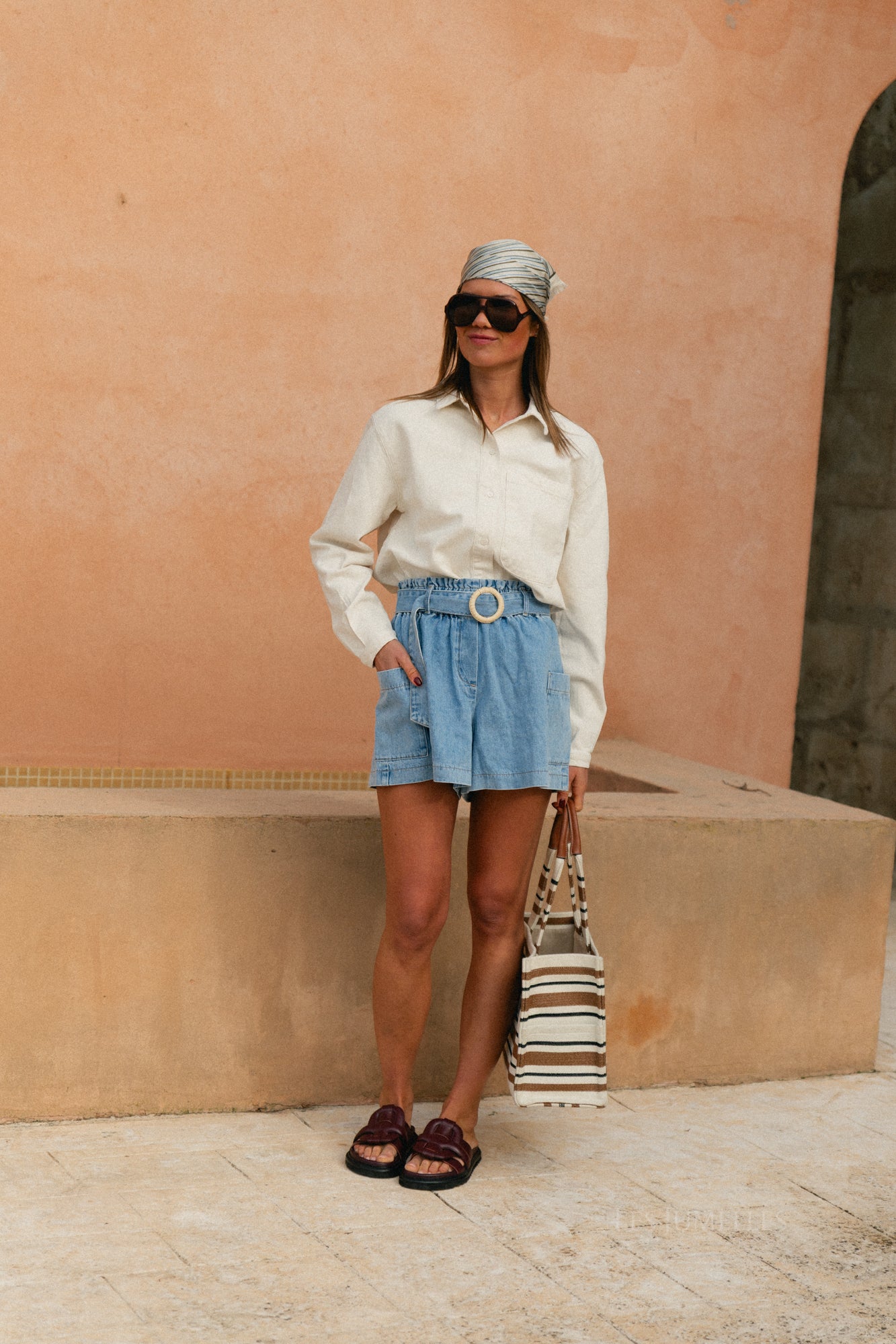 Slfrelaxed ebba denim overhemd ecru