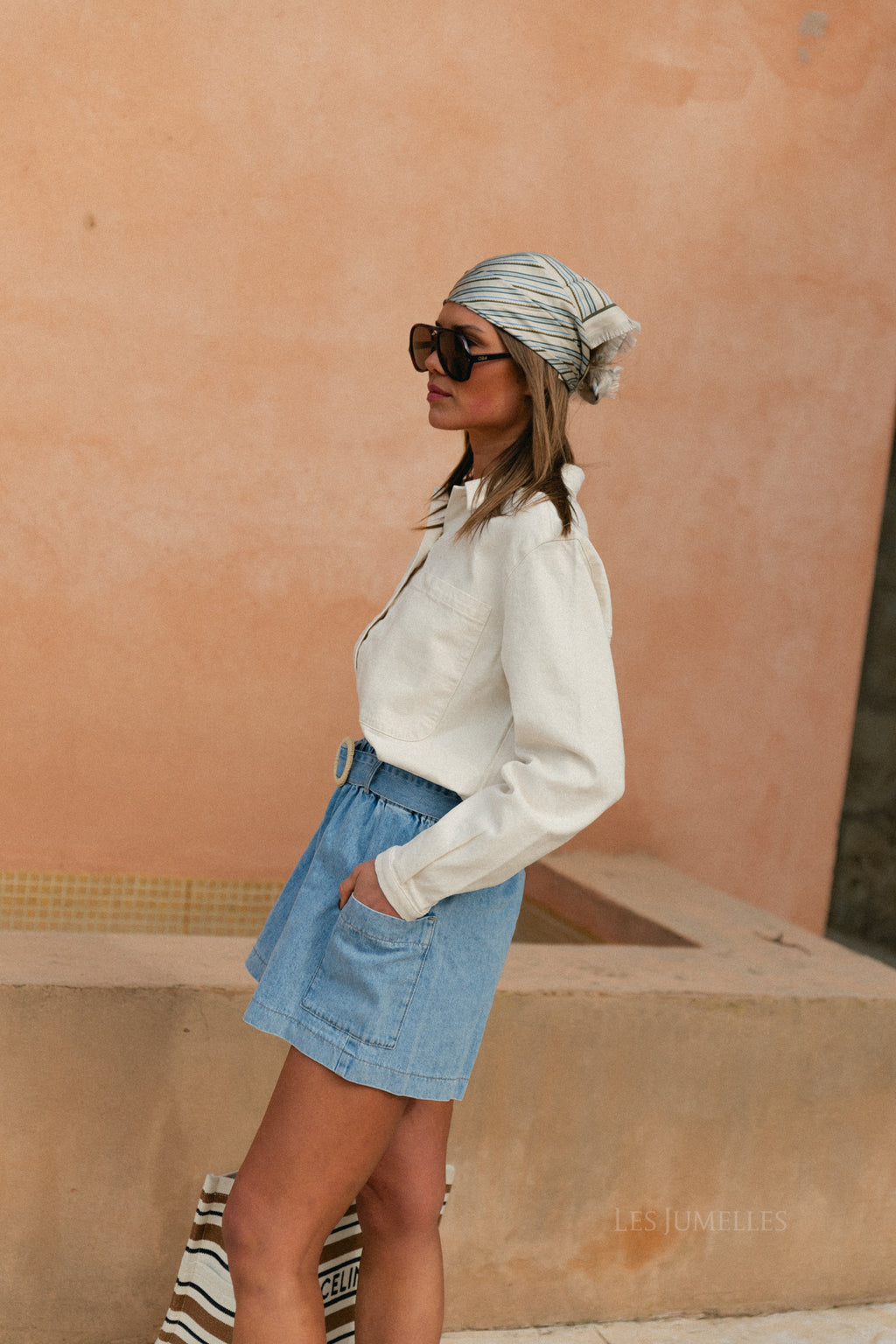 Slfrelaxed ebba denim overhemd ecru