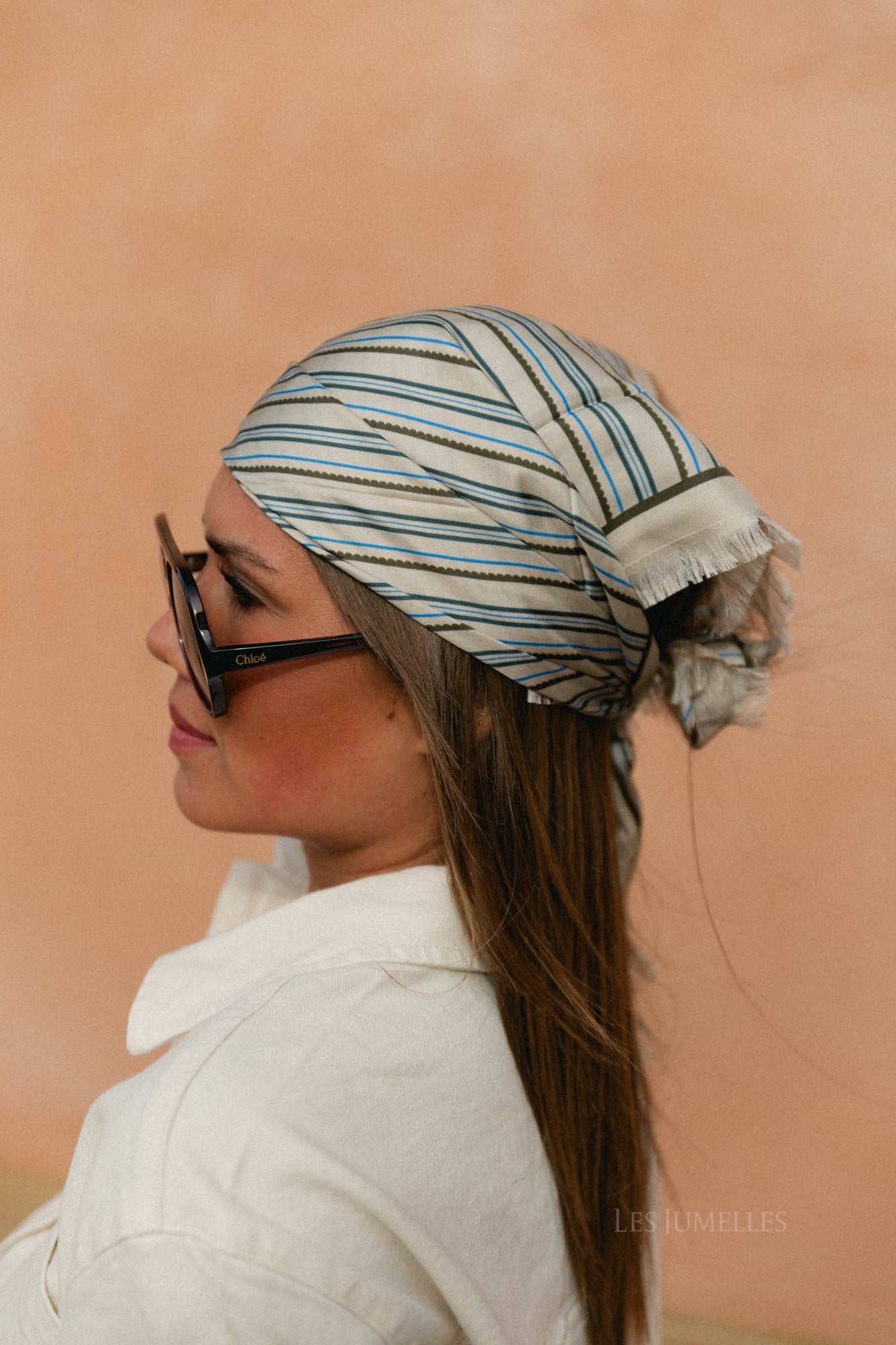 Scallopia gestreepte sia sjaal ecru