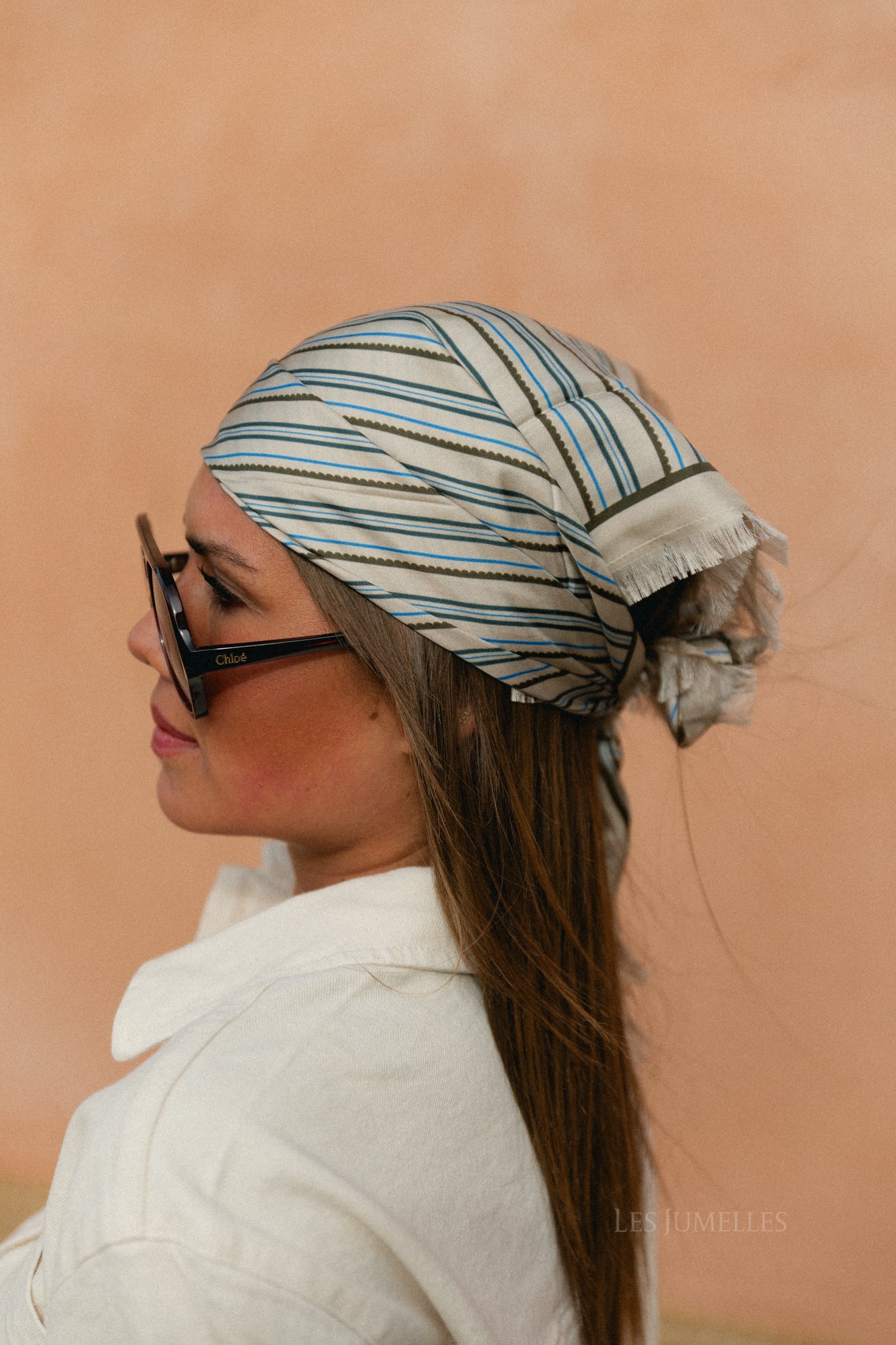 Scallopia gestreepte sia sjaal ecru