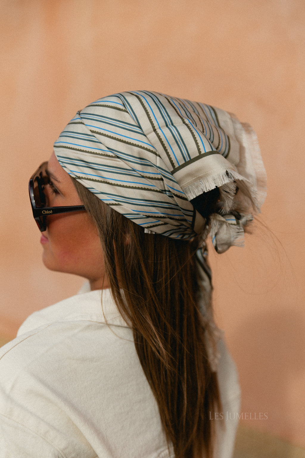 Scallopia gestreepte sia sjaal ecru