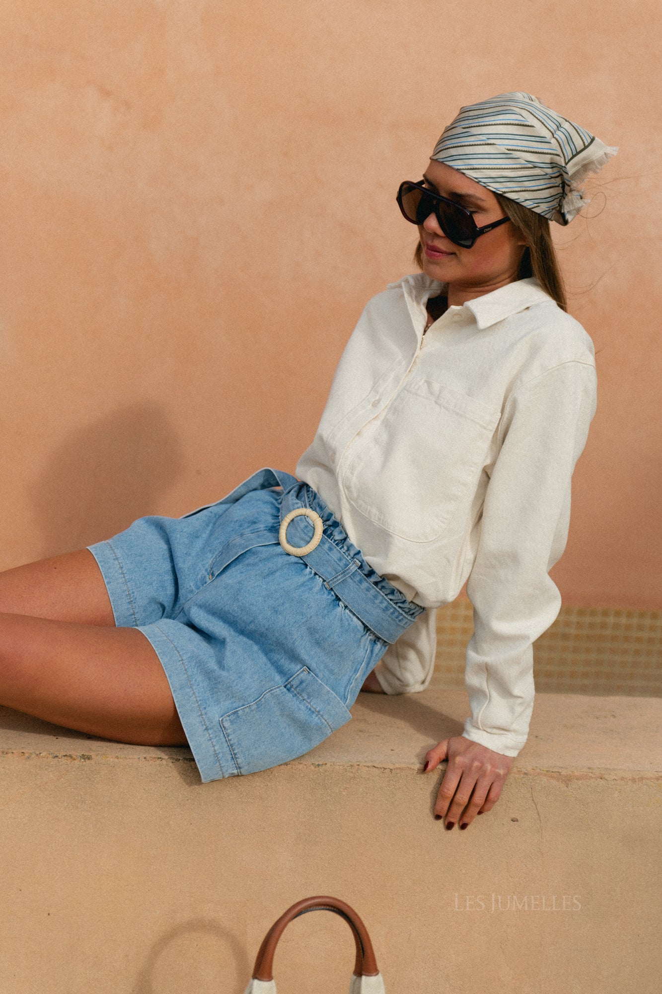 Slfrelaxed ebba denim overhemd ecru